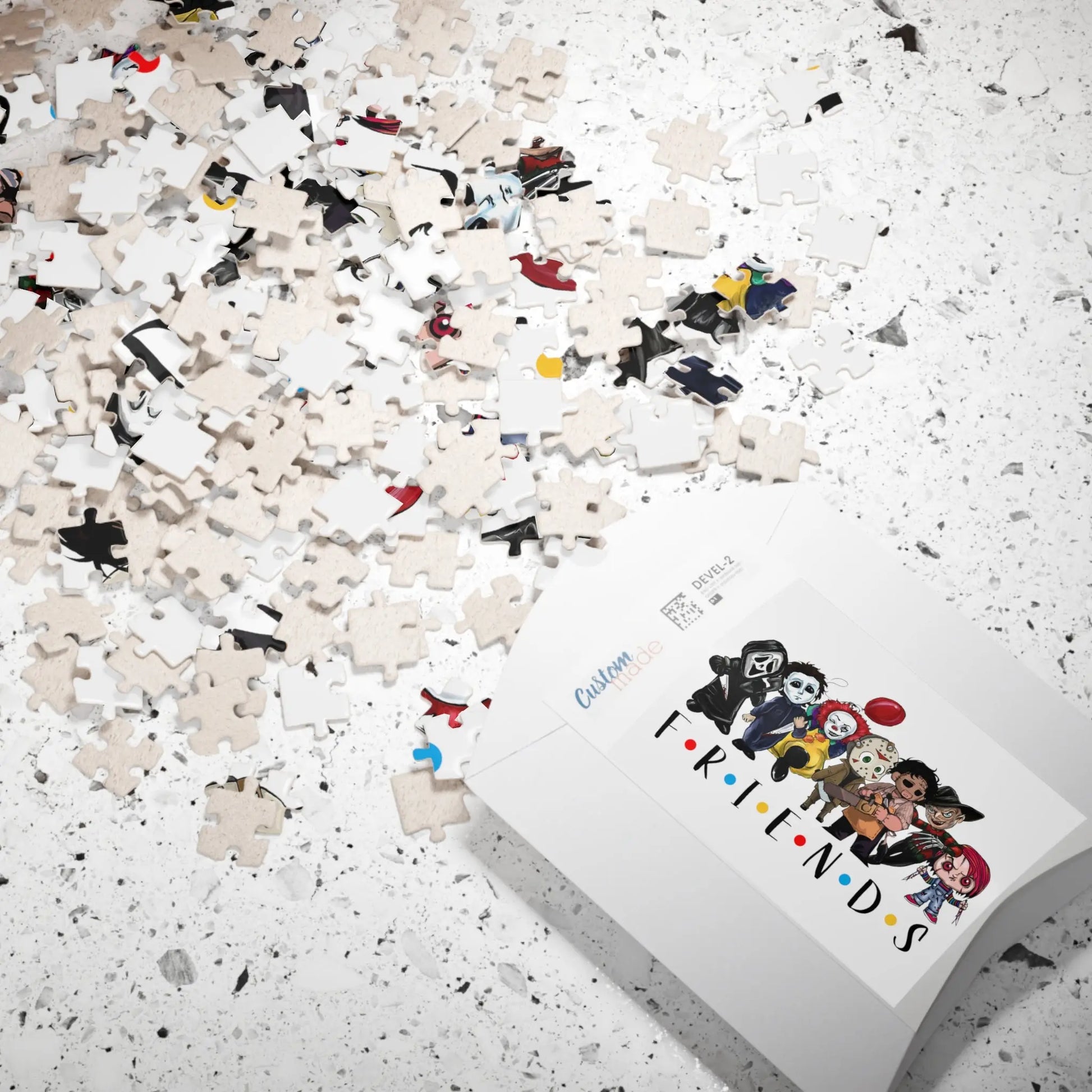 Iconic Horror Characters Jigsaw Puzzle - Ghost Face, Michael Myers, Pennywise, Jason Voorhees, Freddy Krueger, Leatherface - papercraneco