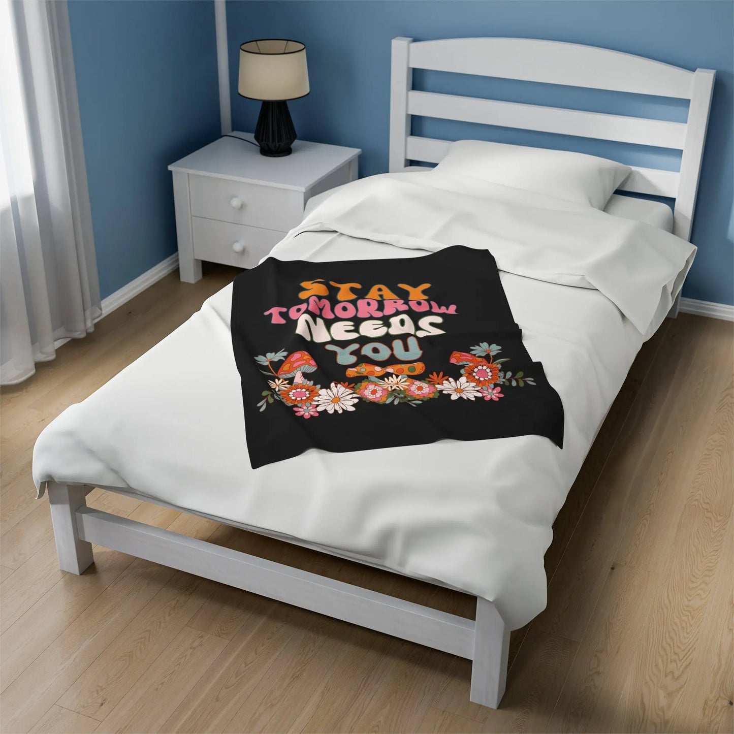 Hippie Retro Suicide Awareness Stay Tomorrow Needs You Lap Blanket - Perfect for Mother's Day and spring! Wrap in comfort and spread awareness. Shop now