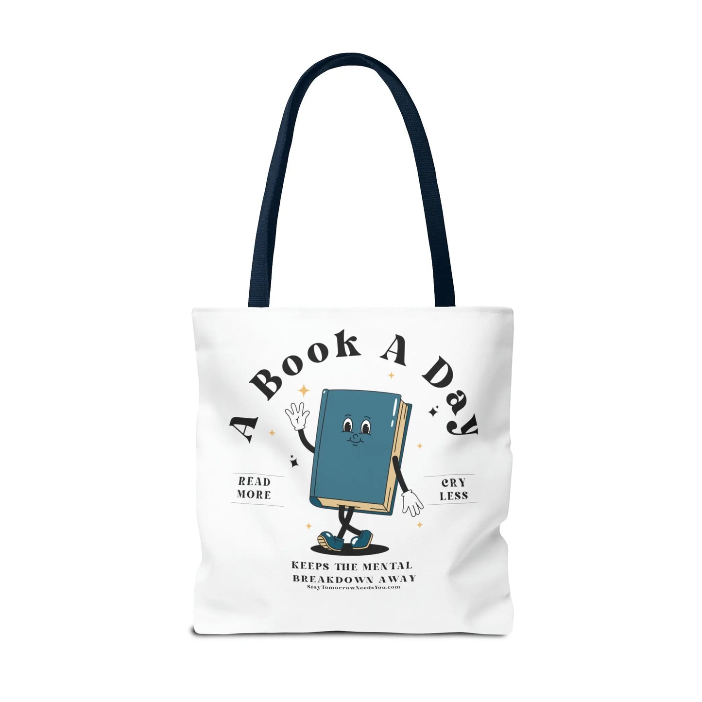 Bookish Mental Health Tote | Book A Day Retro Tote Read More Book Lover Bookworm BookTok Romance Reader Book Addict Romantasy Bibliophile
