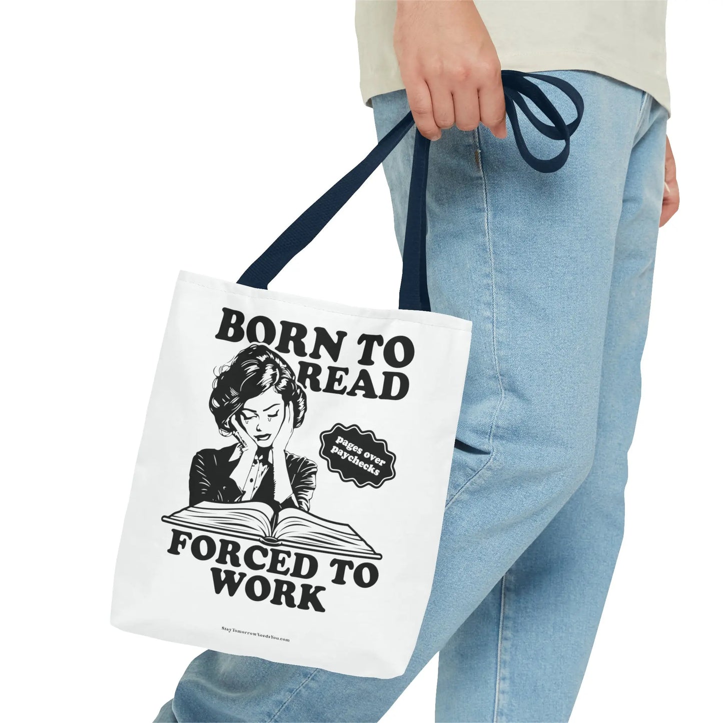 Born To Read Forced to Work Retro Tote Spicy Smut Tote Bookish Gift Dark Romantasy Reader Morally Grey Club Fiction Character Book Lover Mothers Day Gift Book Club Book Worm