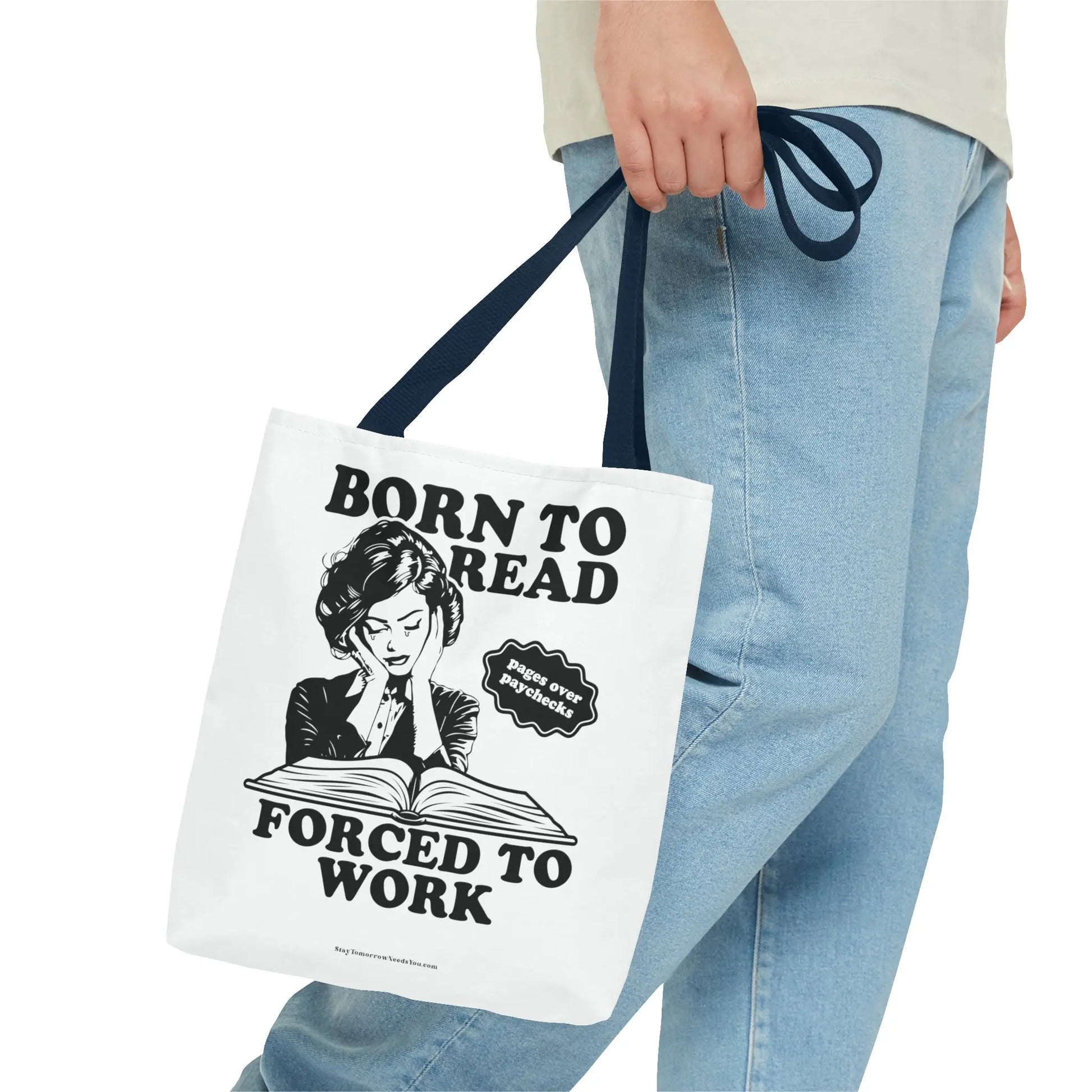 Born To Read Forced to Work Retro Tote Spicy Smut Tote Bookish Gift Dark Romantasy Reader Morally Grey Club Fiction Character Book Lover Mothers Day Gift Book Club Book Worm