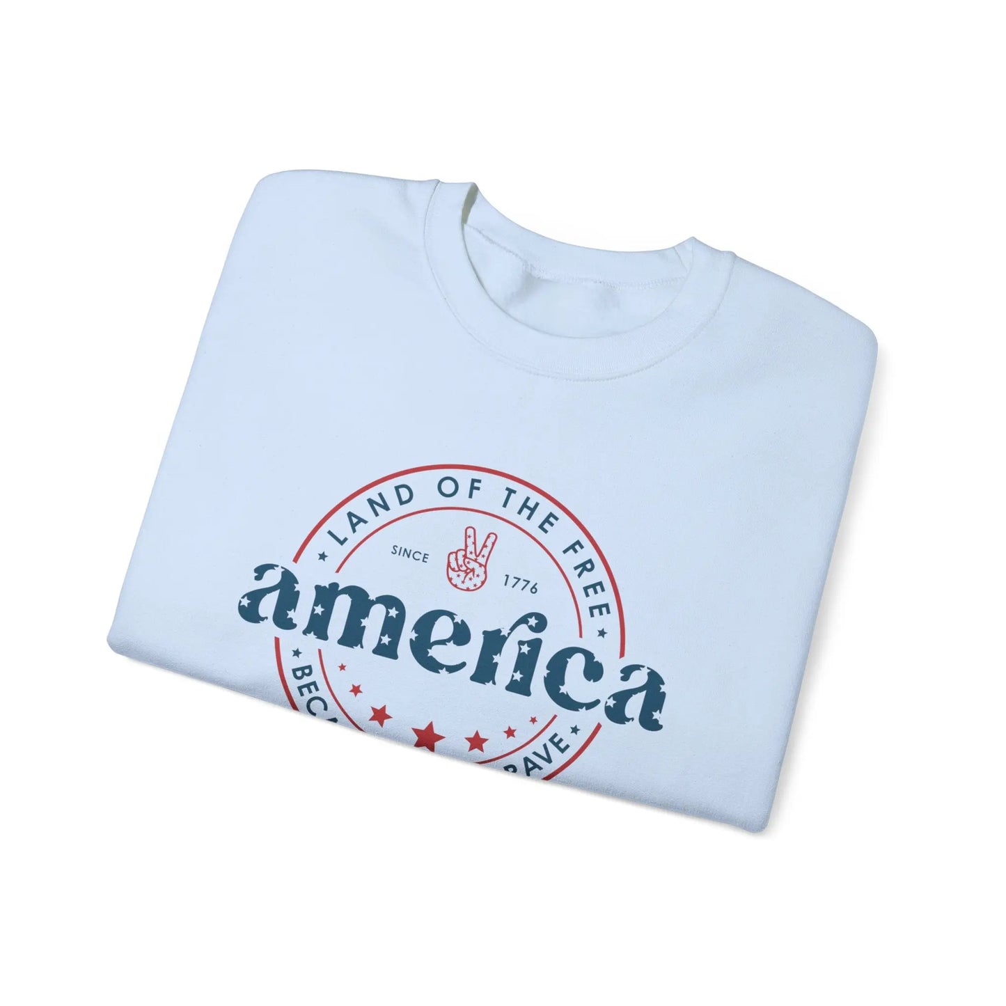 America: Land of the Free Because of the Brave Vintage Retro America Sweatshirt for Patriots Printify