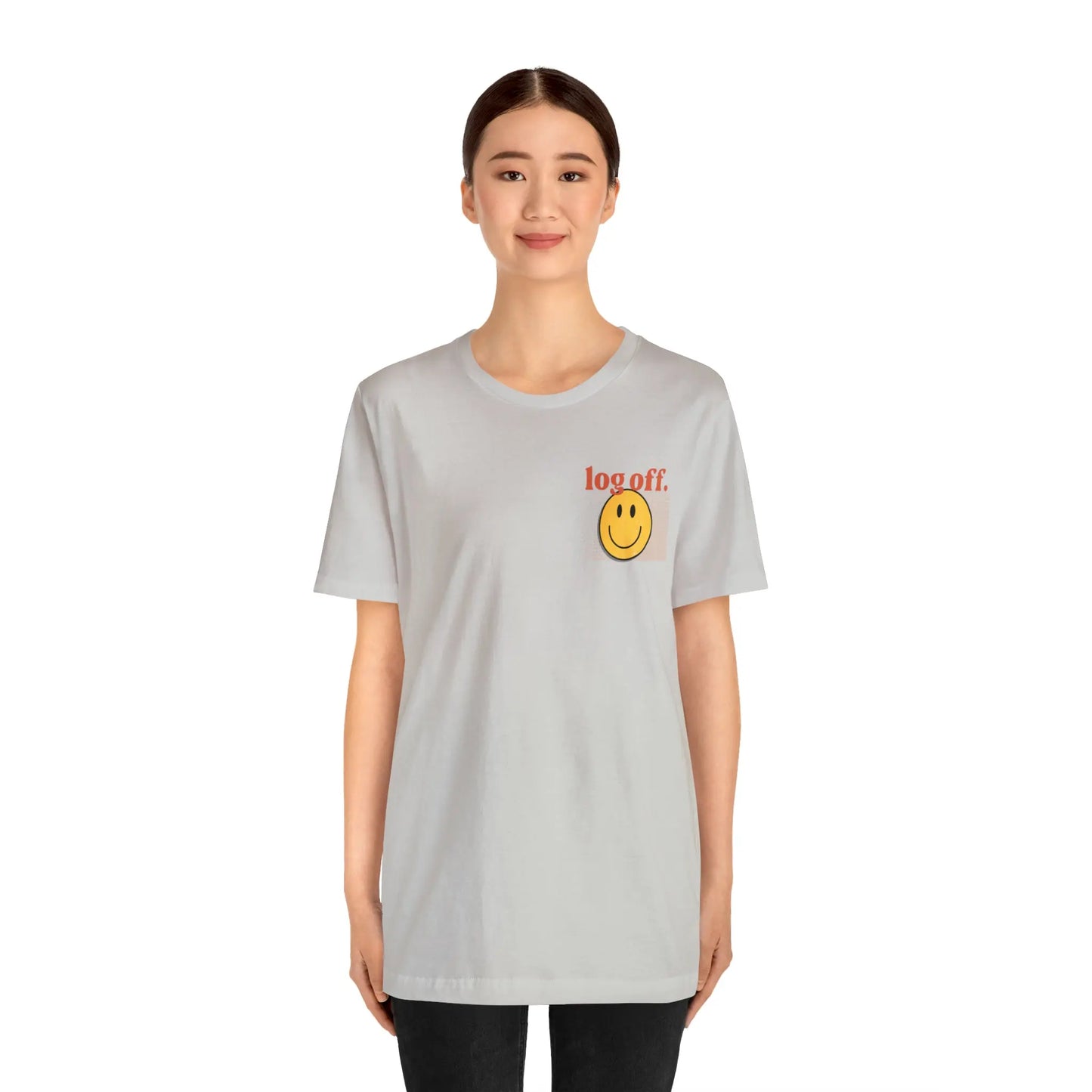 Stay Present with Retro 'Log Off' Smiley Face T-Shirt - papercraneco