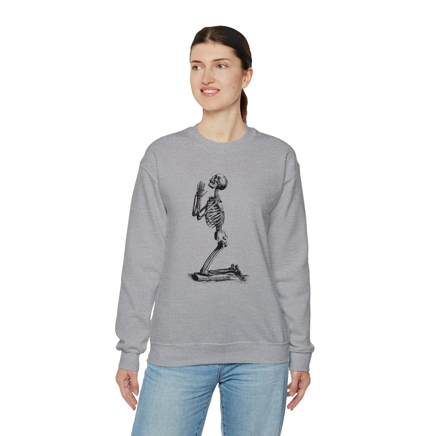 Praying Skeleton Sweatshirt Printify