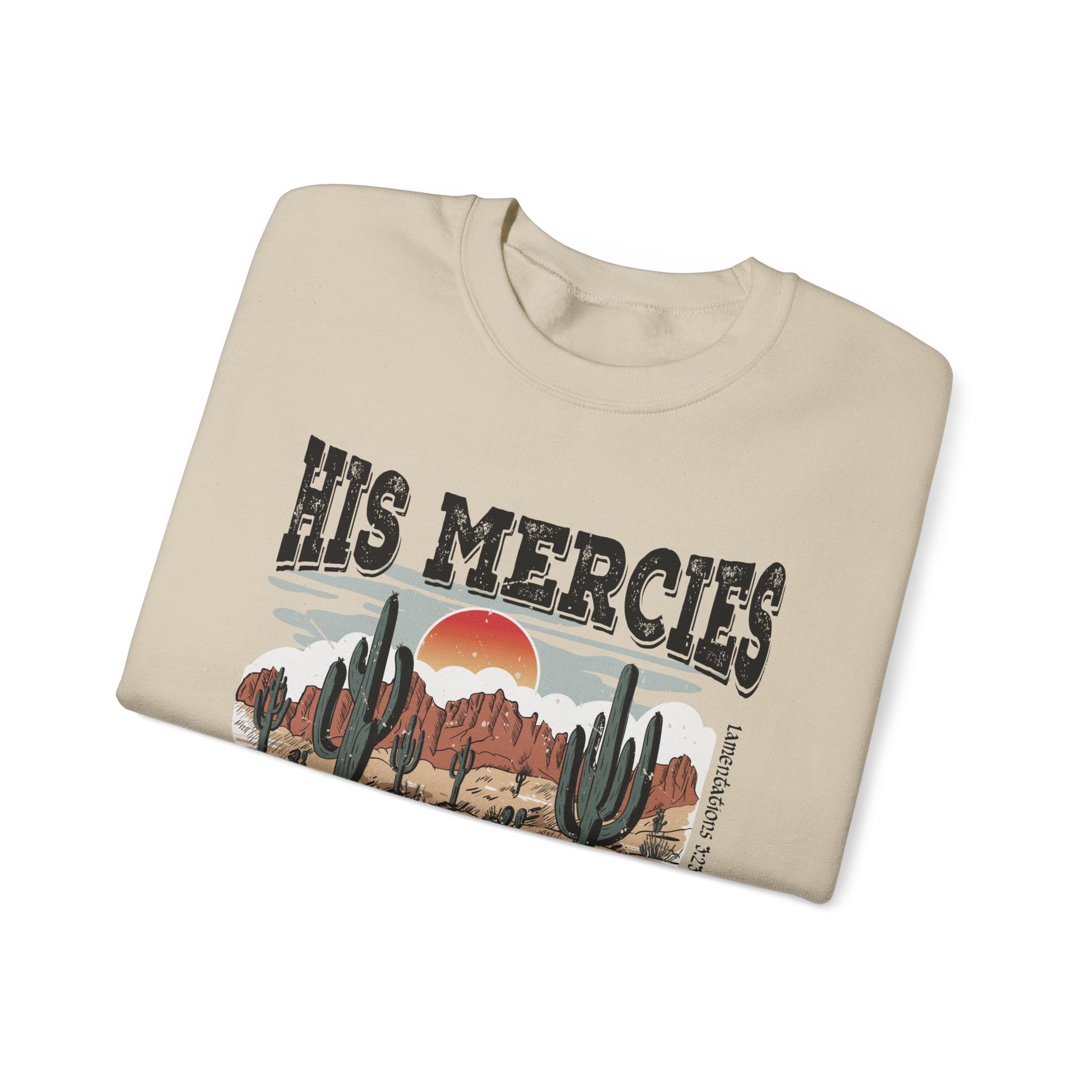 Boho Christian Sweatshirt Bible Verse Jesus Apparel Faith Based His Mercies Are New Vintage - Stay Tomorrow Needs You