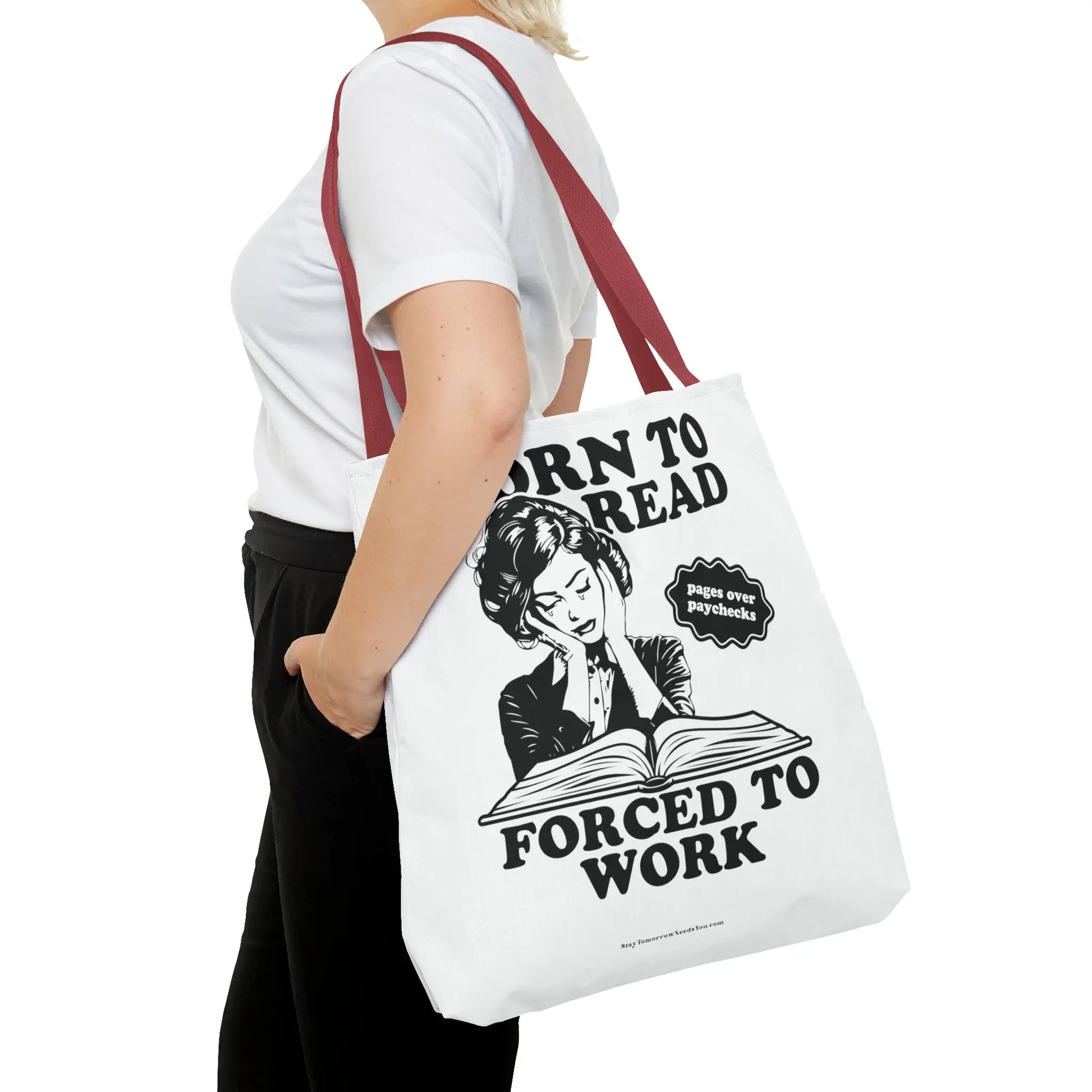 Born To Read Forced to Work Retro Tote Spicy Smut Tote Bookish Gift Dark Romantasy Reader Morally Grey Club Fiction Character Book Lover Mothers Day Gift Book Club Book Worm