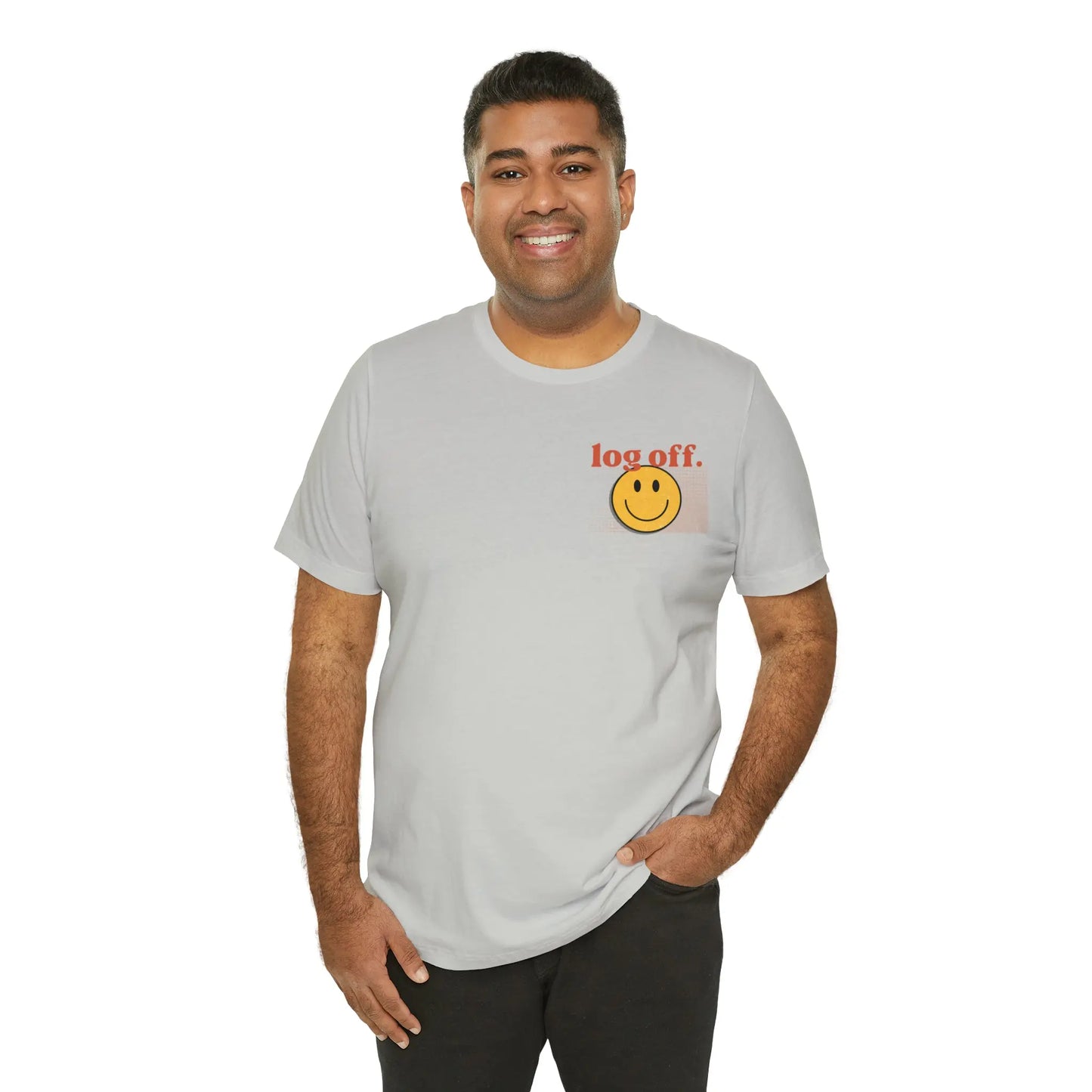 Stay Present with Retro 'Log Off' Smiley Face T-Shirt - papercraneco