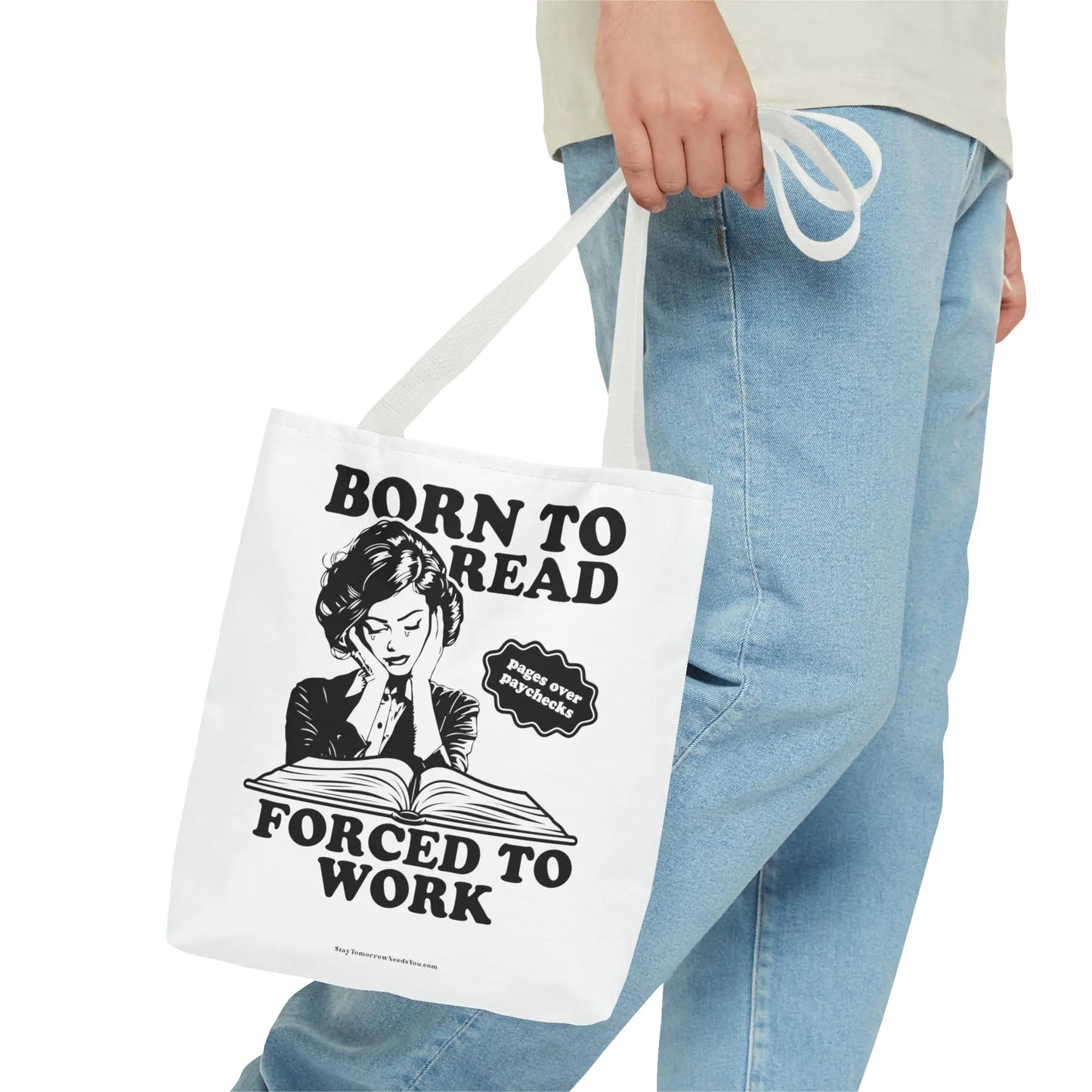 Born To Read Forced to Work Retro Tote Spicy Smut Tote Bookish Gift Dark Romantasy Reader Morally Grey Club Fiction Character Book Lover Mothers Day Gift Book Club Book Worm