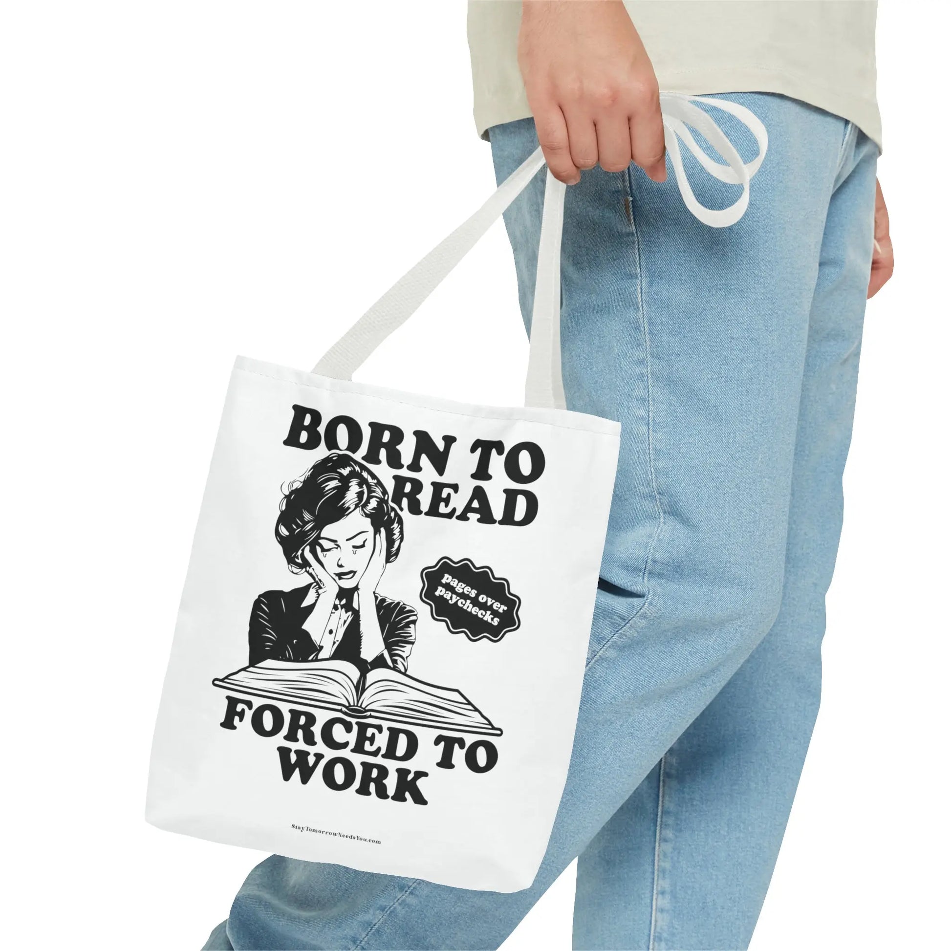 Born To Read Forced to Work Retro Tote Spicy Smut Tote Bookish Gift Dark Romantasy Reader Morally Grey Club Fiction Character Book Lover Mothers Day Gift Book Club Book Worm