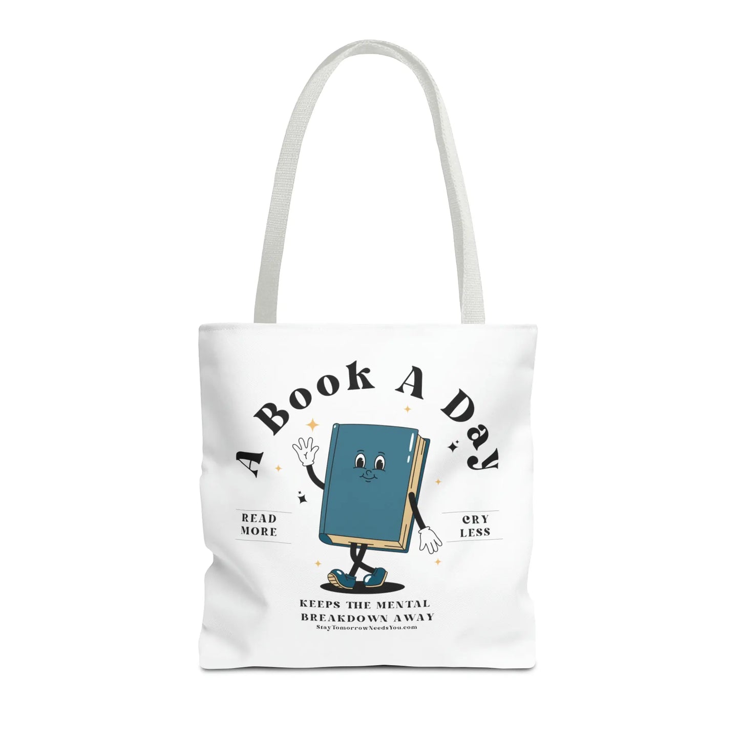 Bookish Mental Health Tote | Book A Day Retro Tote Read More Book Lover Bookworm BookTok Romance Reader Book Addict Romantasy Bibliophile