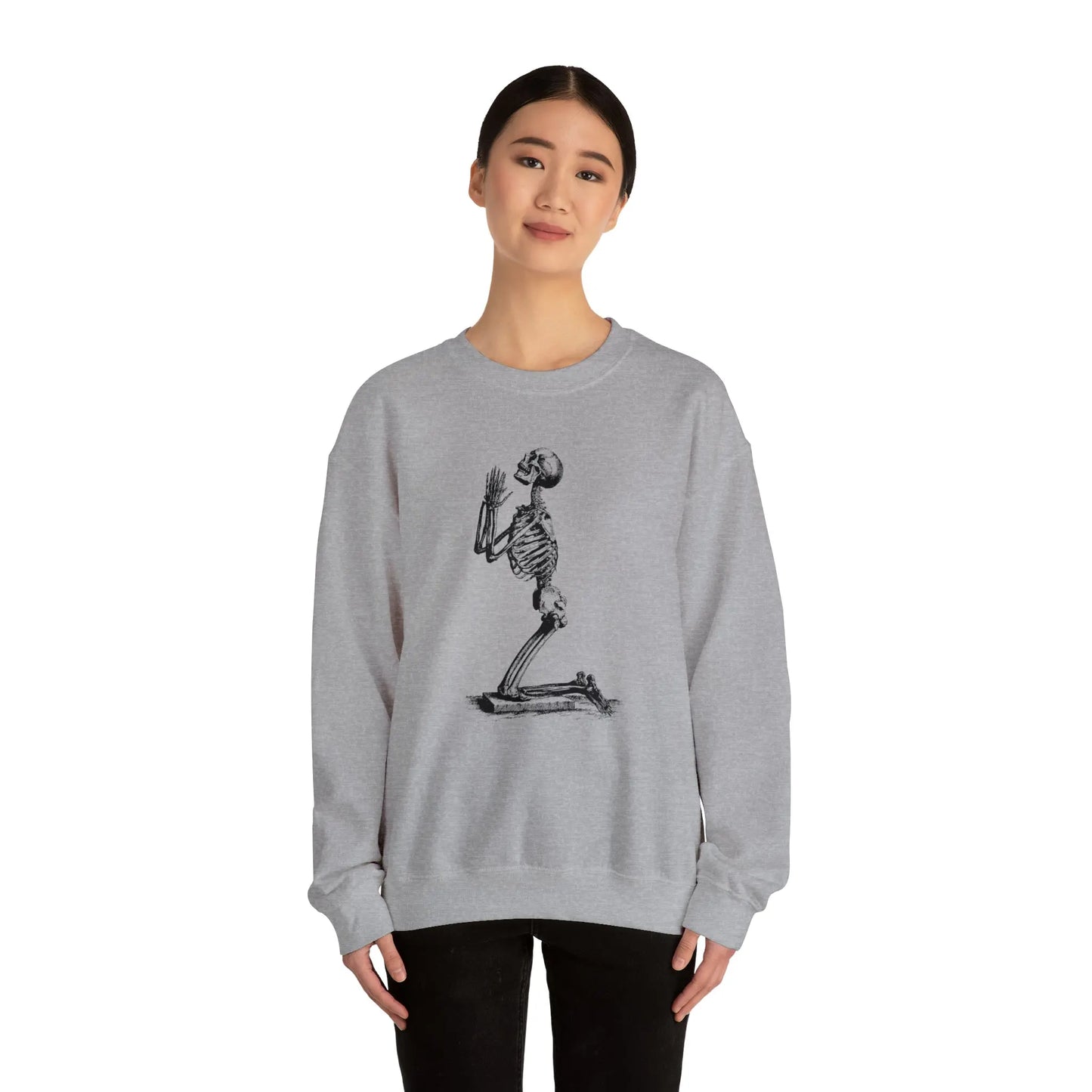 Praying Skeleton Sweatshirt Printify