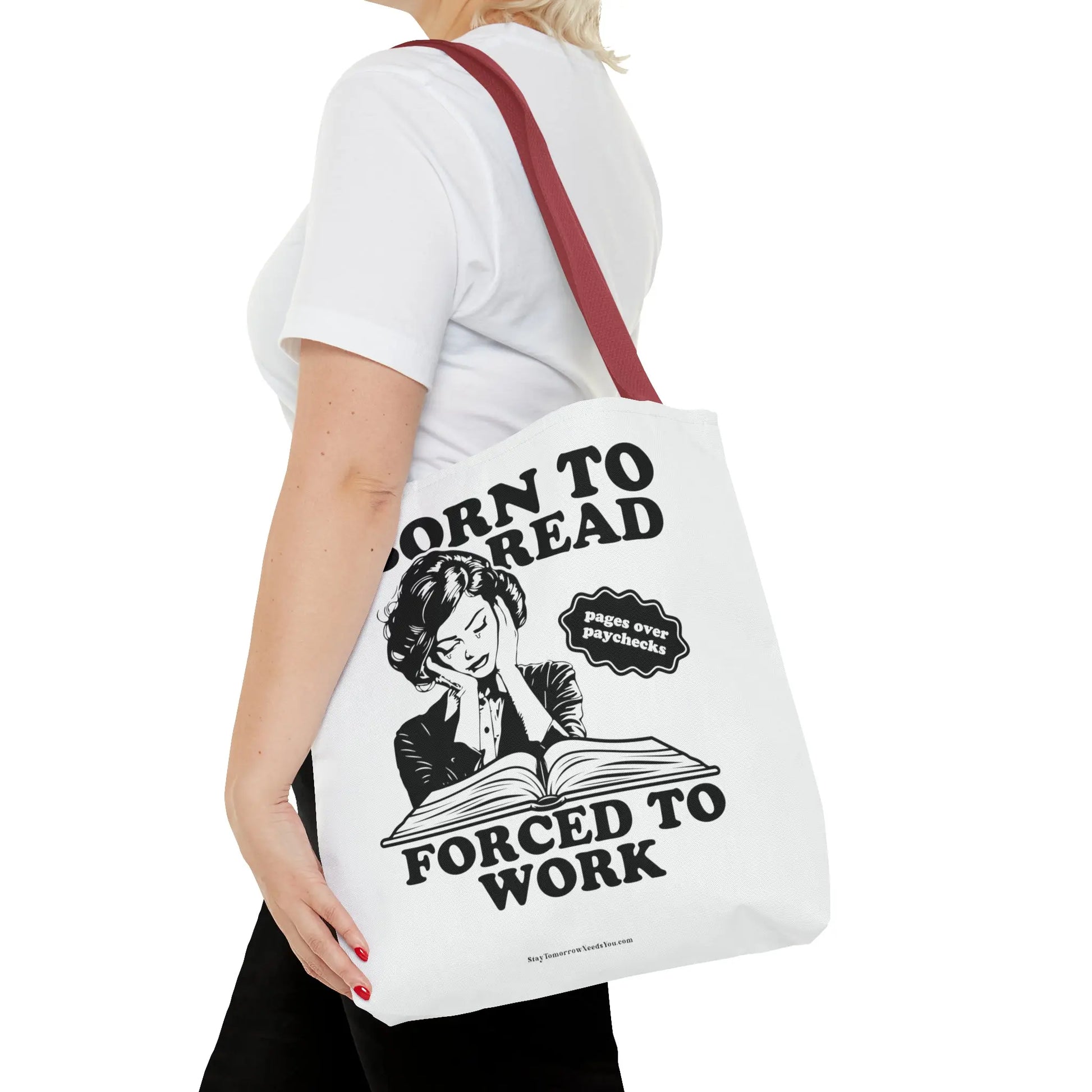 Born To Read Forced to Work Retro Tote Spicy Smut Tote Bookish Gift Dark Romantasy Reader Morally Grey Club Fiction Character Book Lover Mothers Day Gift Book Club Book Worm