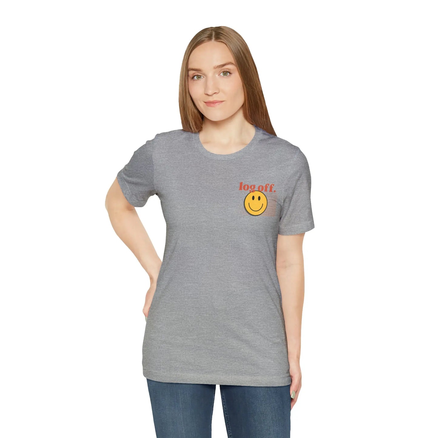 Stay Present with Retro 'Log Off' Smiley Face T-Shirt - papercraneco