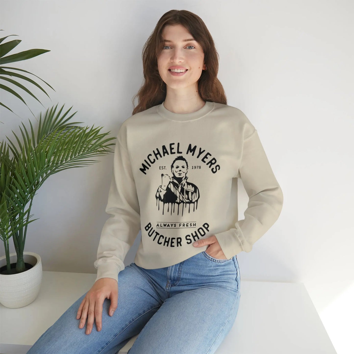 Halloween Michael Myers Butcher Shop Sweatshirt Printify