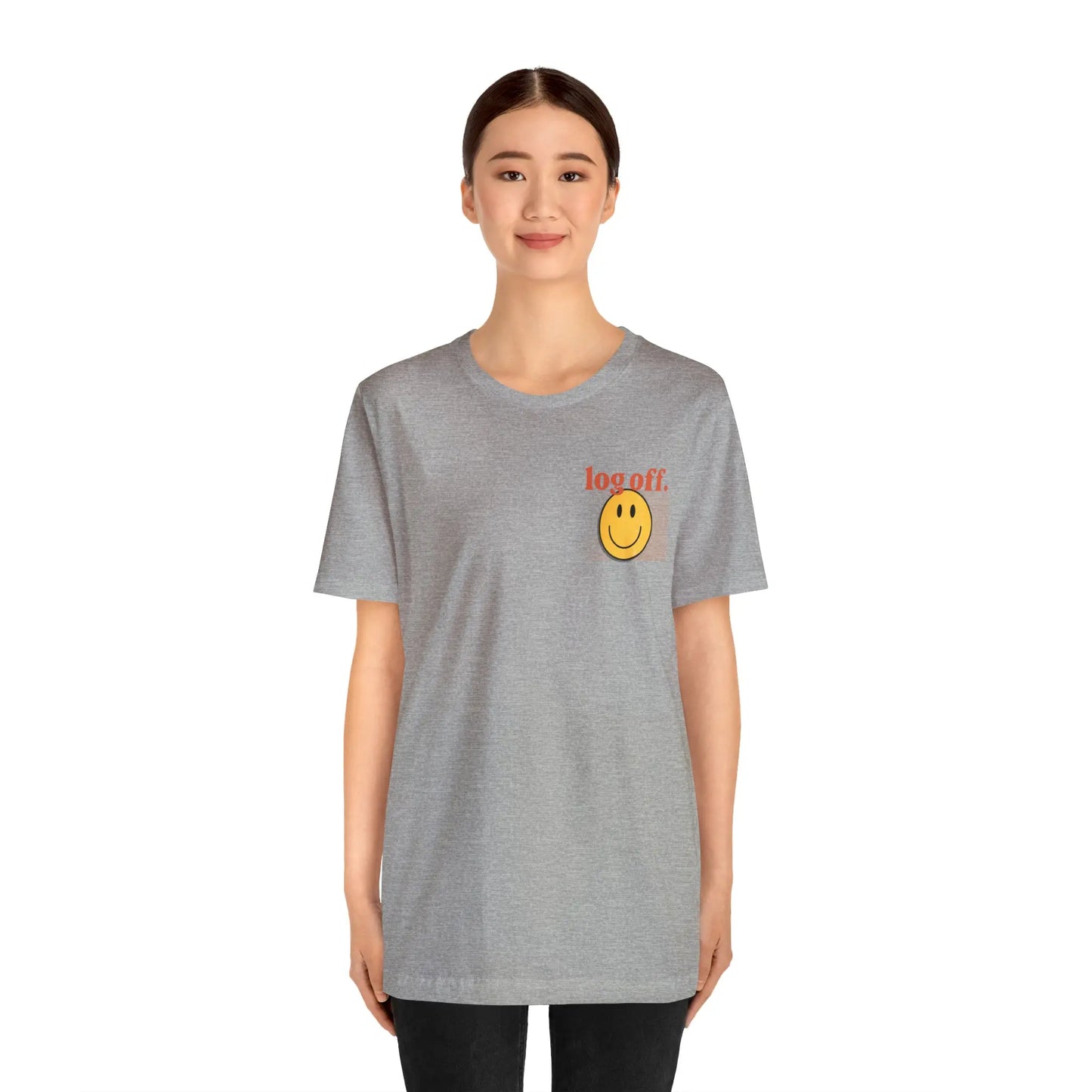 Stay Present with Retro 'Log Off' Smiley Face T-Shirt - papercraneco