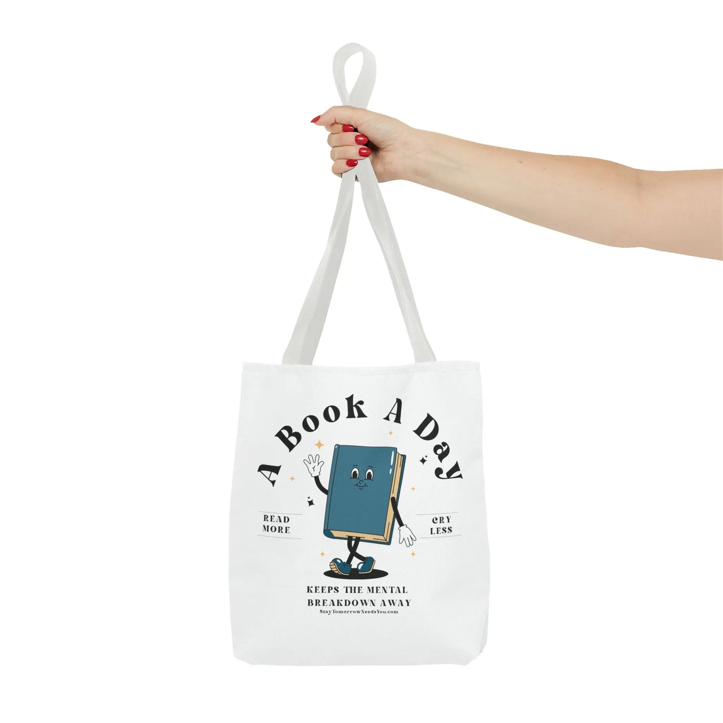 Bookish Mental Health Tote | Book A Day Retro Tote Read More Book Lover Bookworm BookTok Romance Reader Book Addict Romantasy Bibliophile