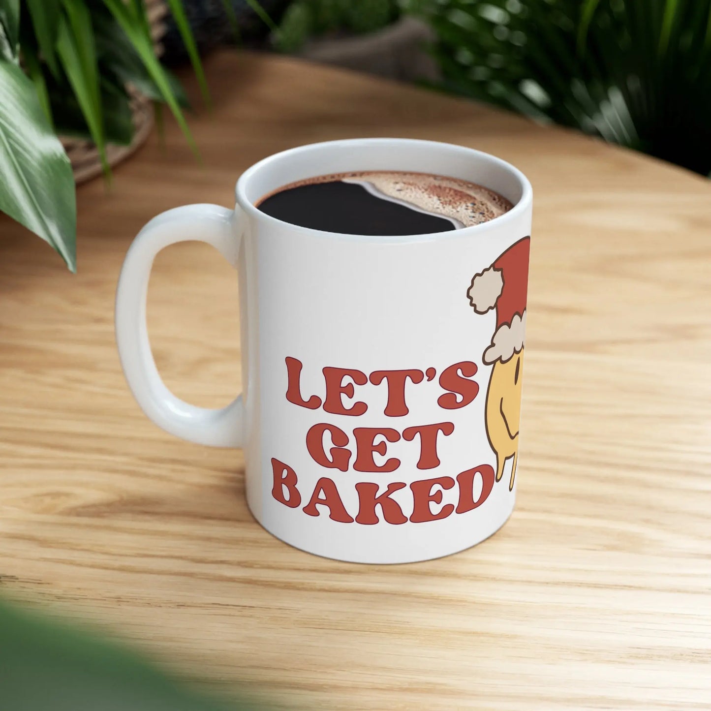 Let’s Get Baked Retro Smiley Ceramic Mug 11oz Printify