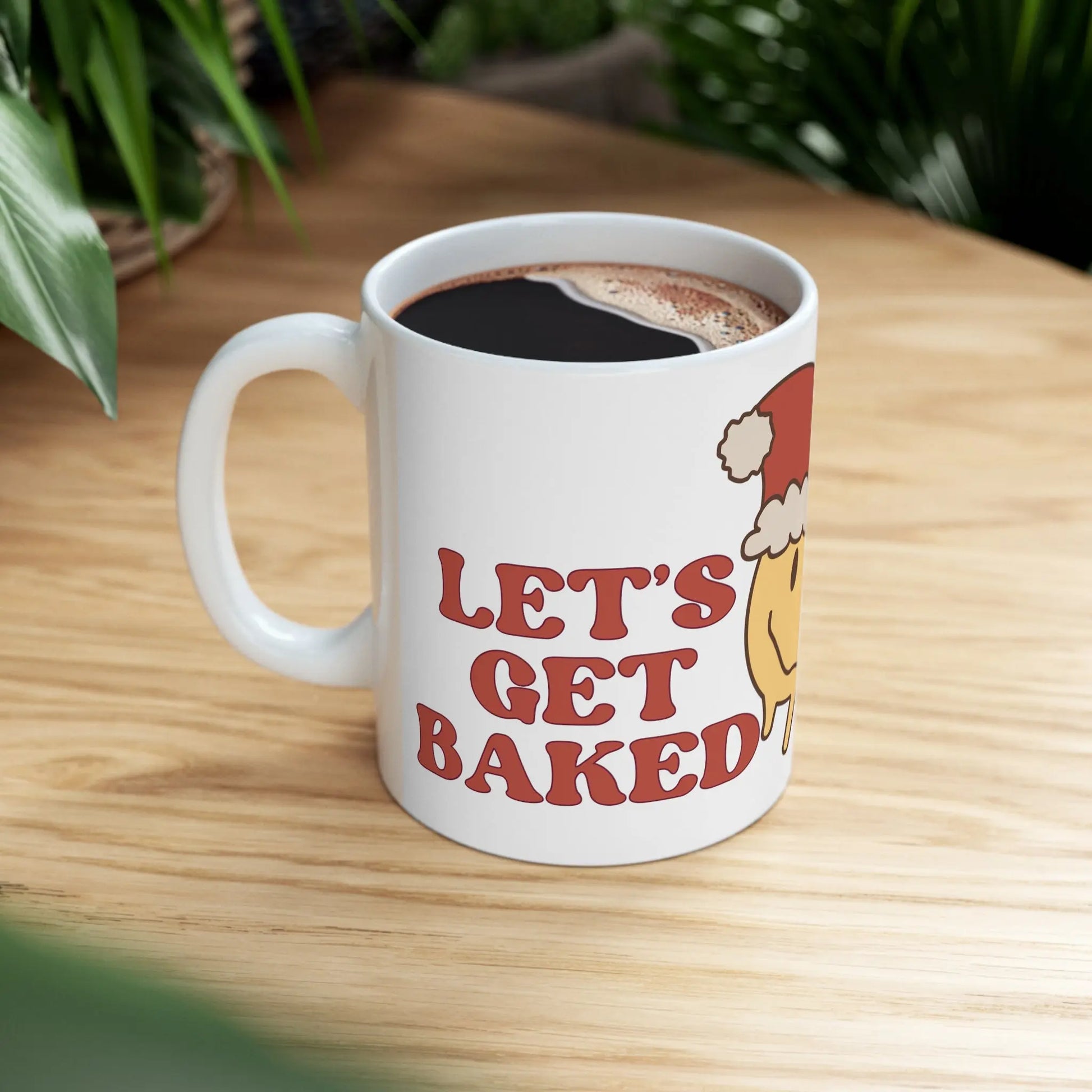 Let’s Get Baked Retro Smiley Ceramic Mug 11oz Printify