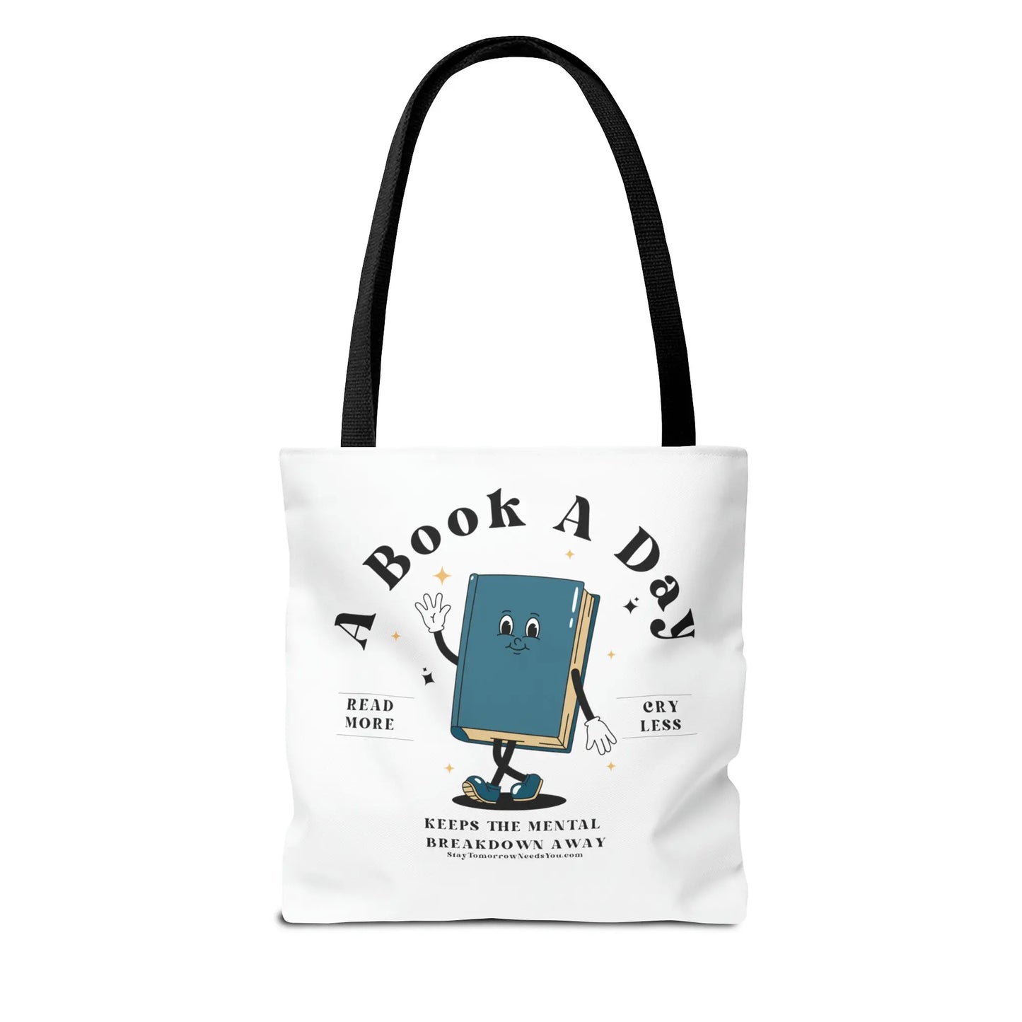 Bookish Mental Health Tote | Book A Day Retro Tote Read More Book Lover Bookworm BookTok Romance Reader Book Addict Romantasy Bibliophile