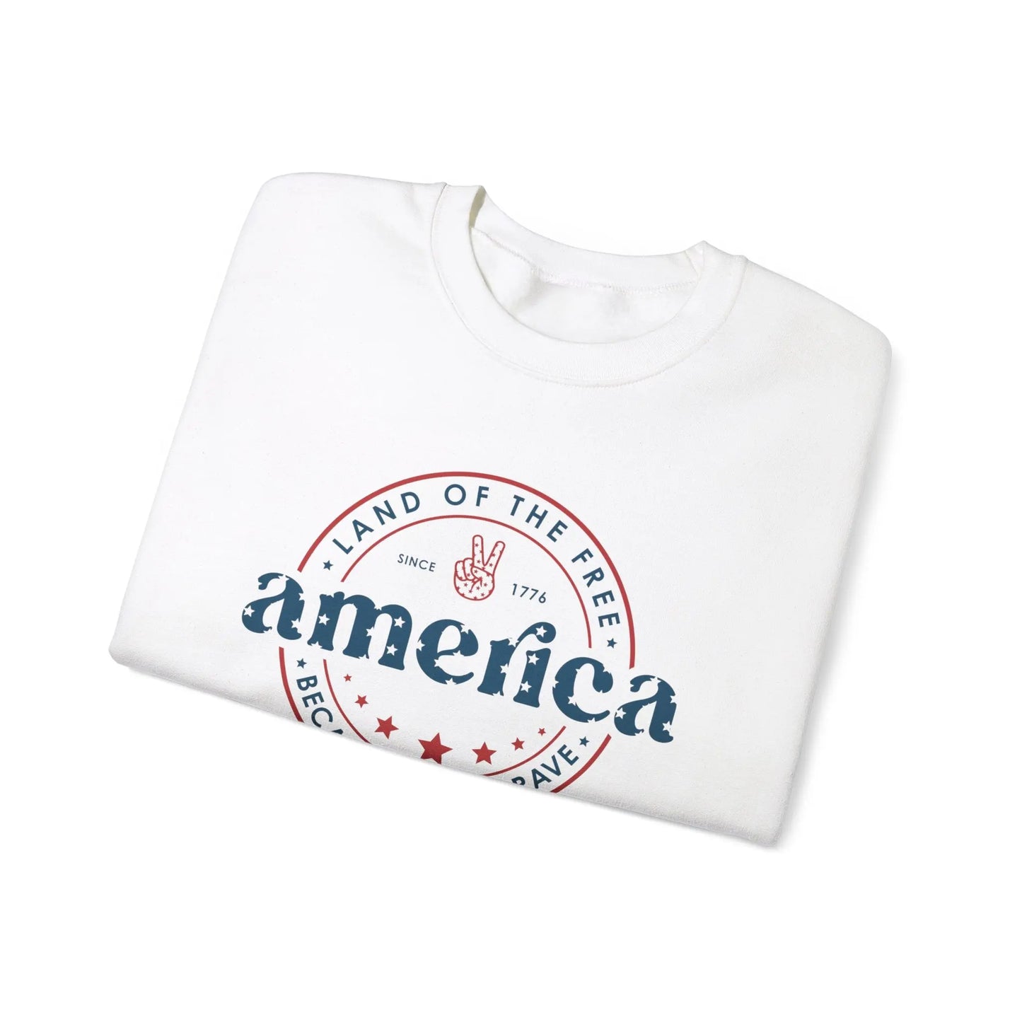 America: Land of the Free Because of the Brave Vintage Retro America Sweatshirt for Patriots Printify