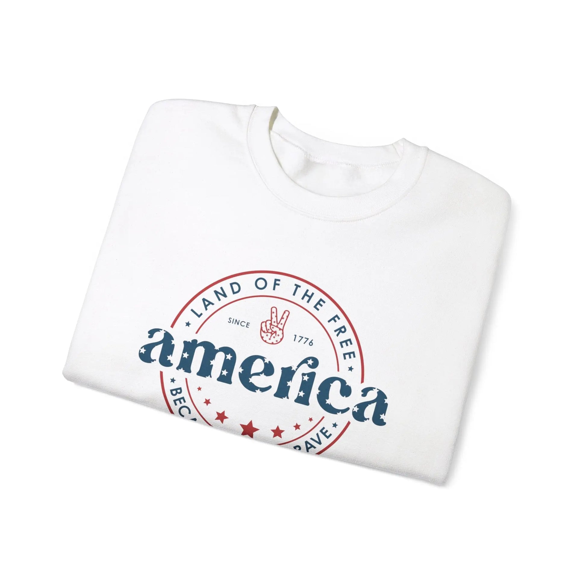 America: Land of the Free Because of the Brave Vintage Retro America Sweatshirt for Patriots Printify