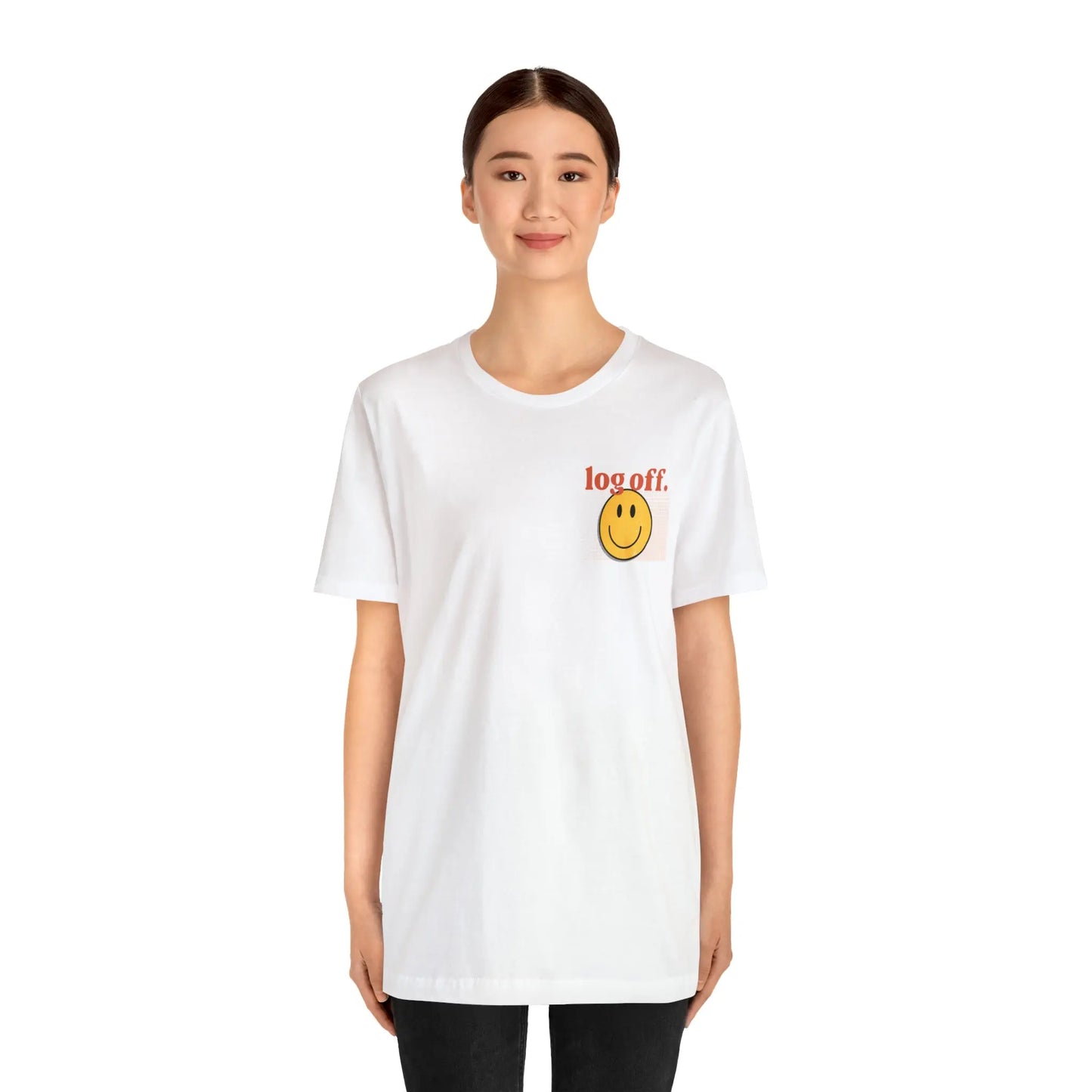 Stay Present with Retro 'Log Off' Smiley Face T-Shirt - papercraneco