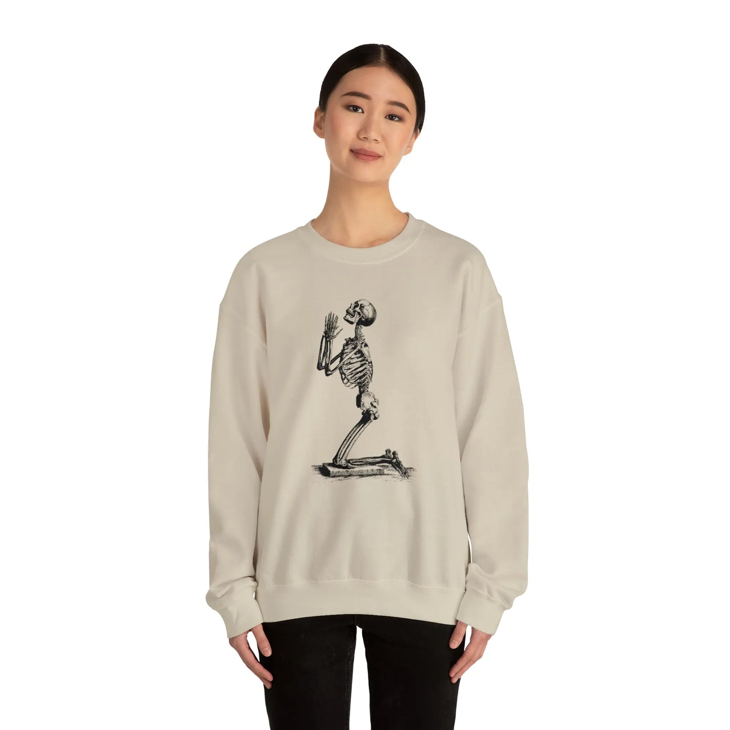 Praying Skeleton Sweatshirt Printify
