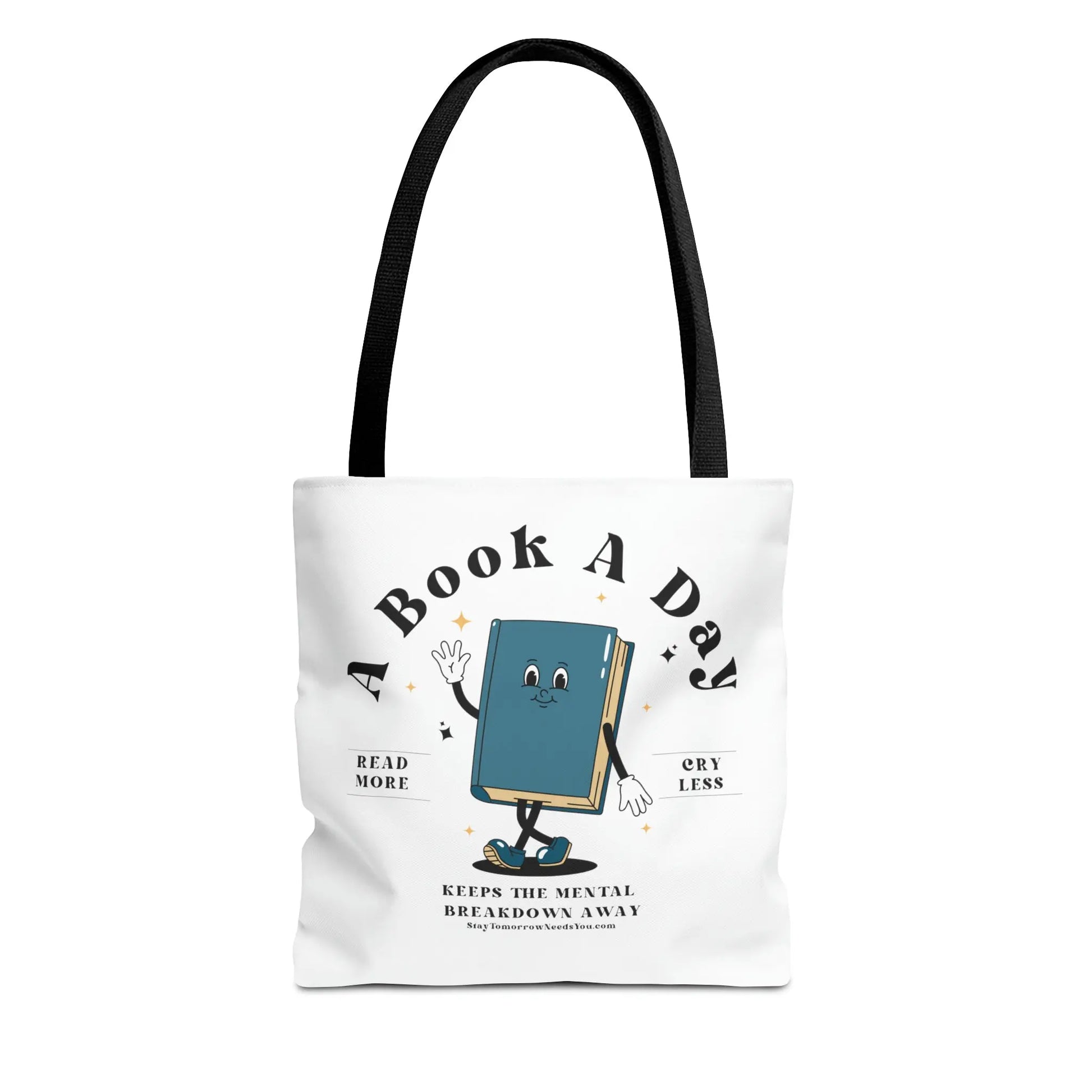 Bookish Mental Health Tote | Book A Day Retro Tote Read More Book Lover Bookworm BookTok Romance Reader Book Addict Romantasy Bibliophile