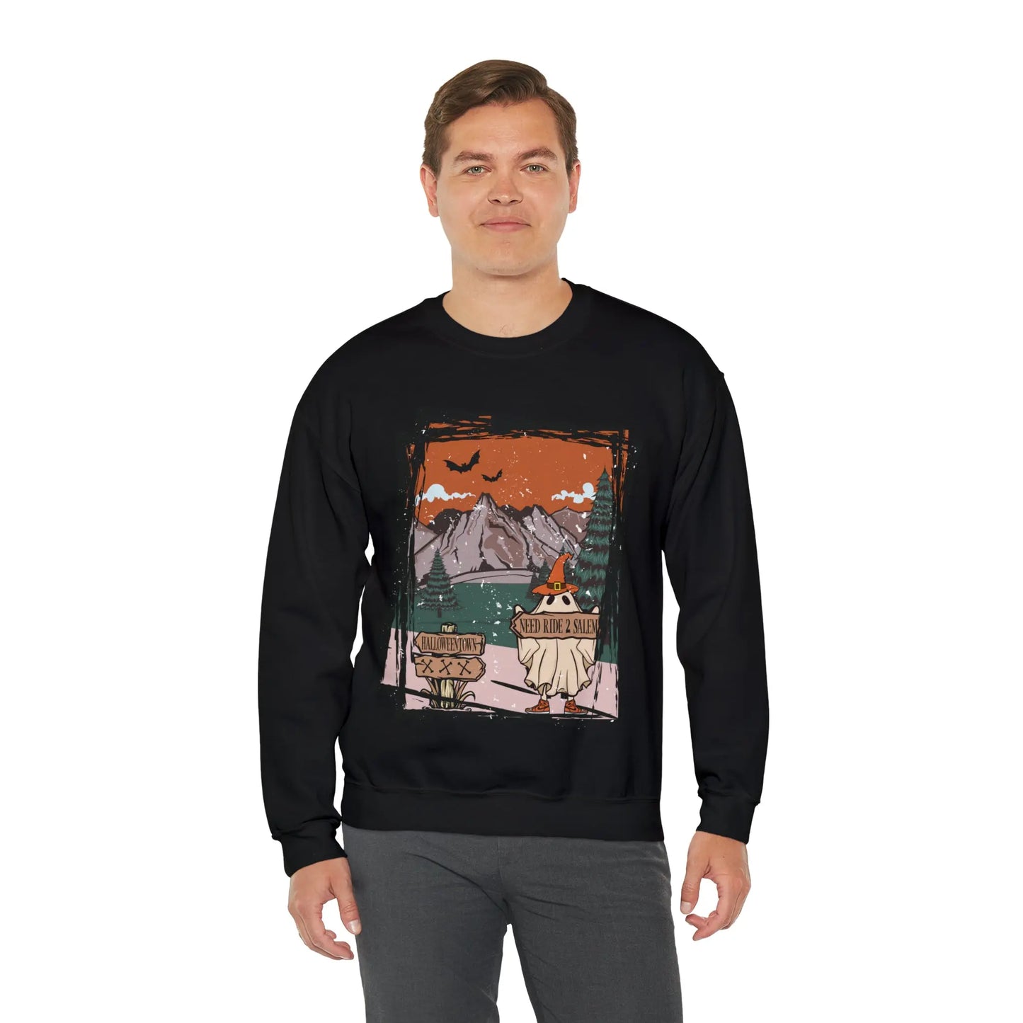 Halloween Hitchhiking Ghost Boho Distressed Printify