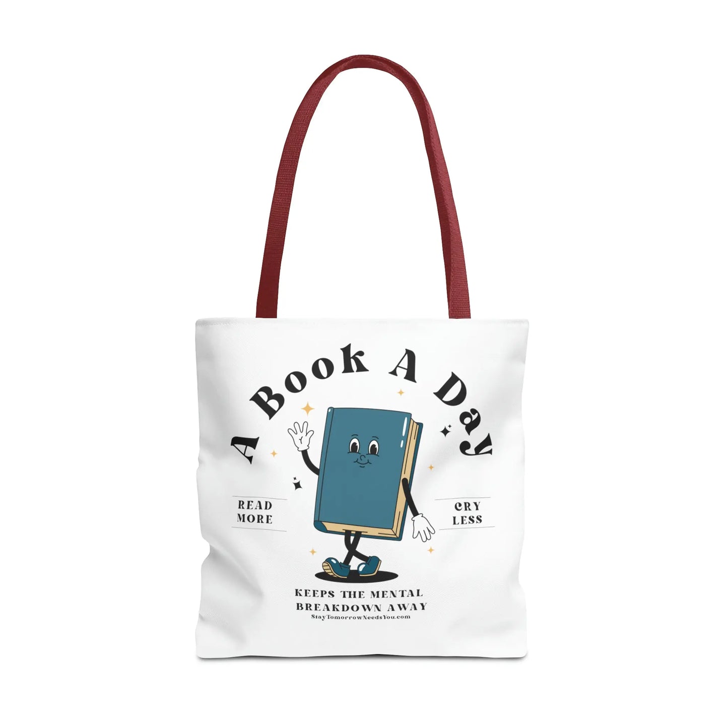 Bookish Mental Health Tote | Book A Day Retro Tote Read More Book Lover Bookworm BookTok Romance Reader Book Addict Romantasy Bibliophile