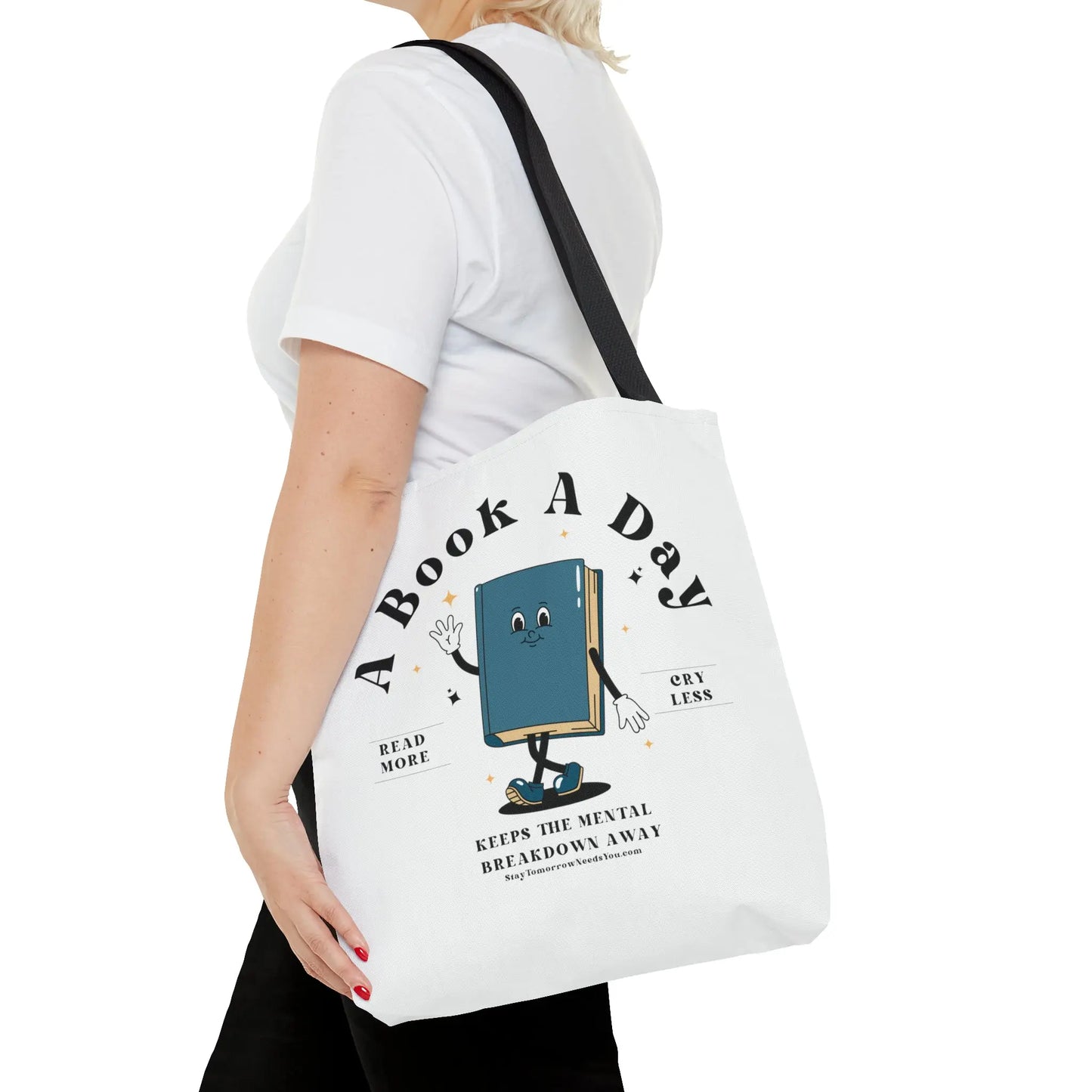 Bookish Mental Health Tote | Book A Day Retro Tote Read More Book Lover Bookworm BookTok Romance Reader Book Addict Romantasy Bibliophile