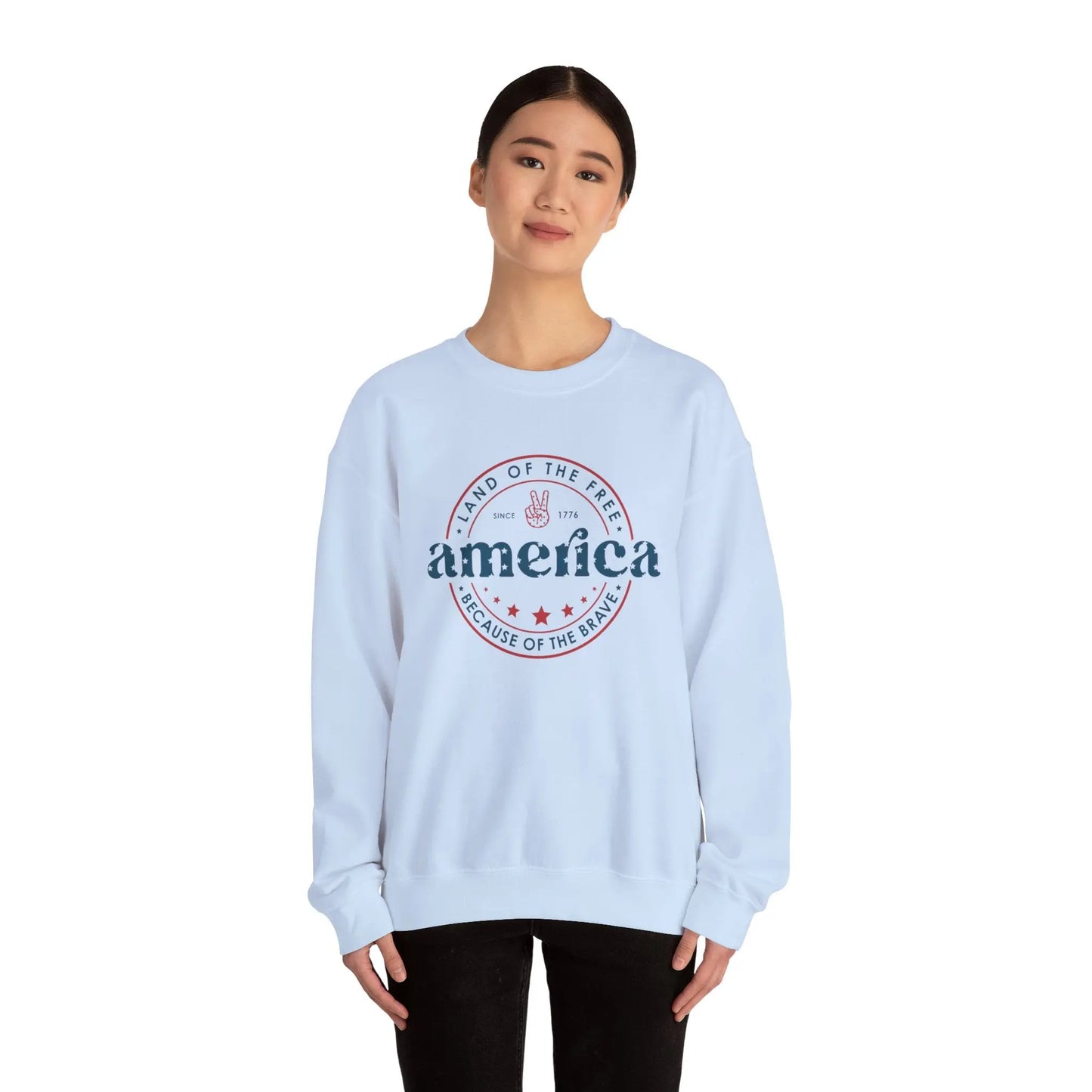 America: Land of the Free Because of the Brave Vintage Retro America Sweatshirt for Patriots Printify