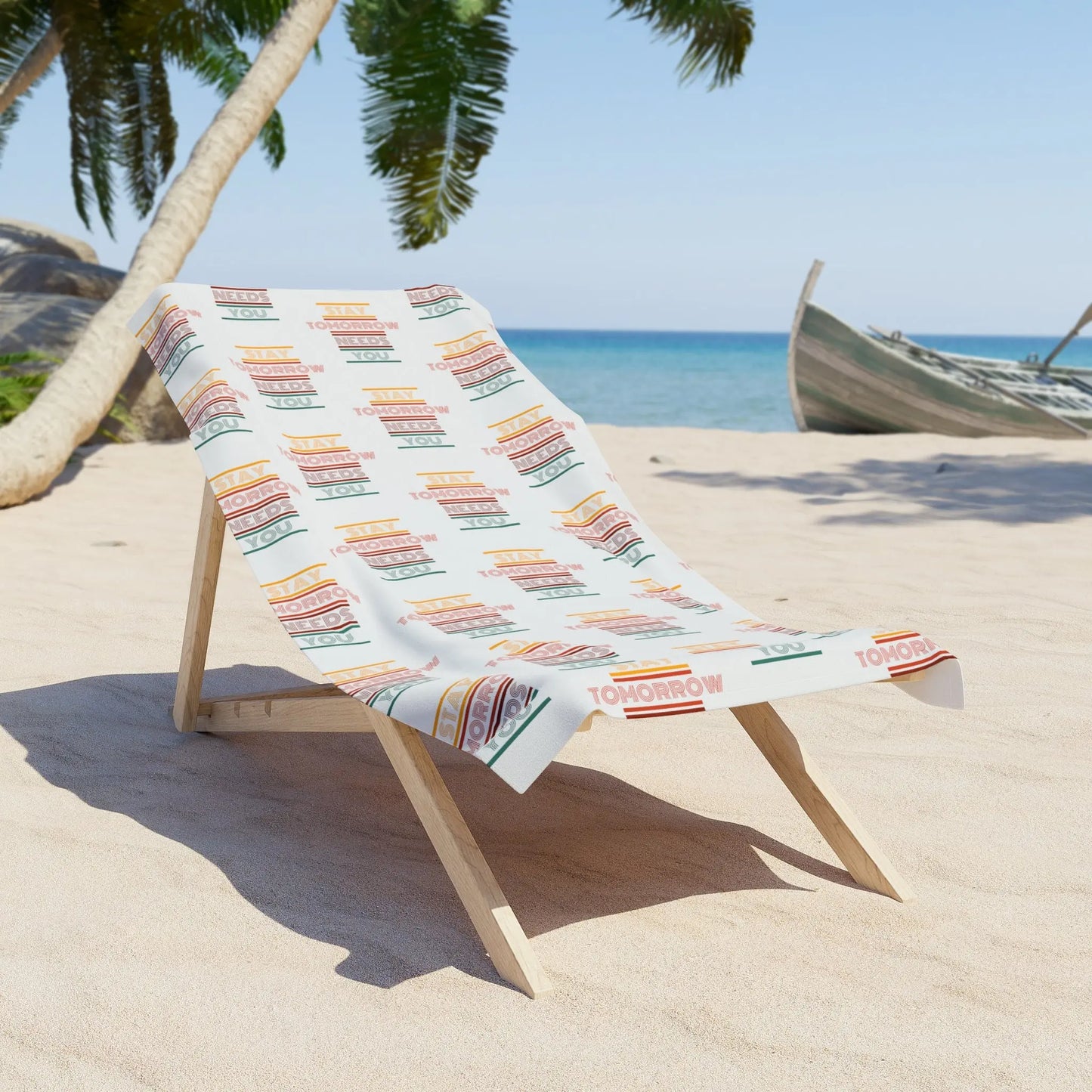 Retro Stay Tomorrow Needs You Suicide Awareness Beach Pool Towel - Spread positivity at the beach while supporting mental health awareness.