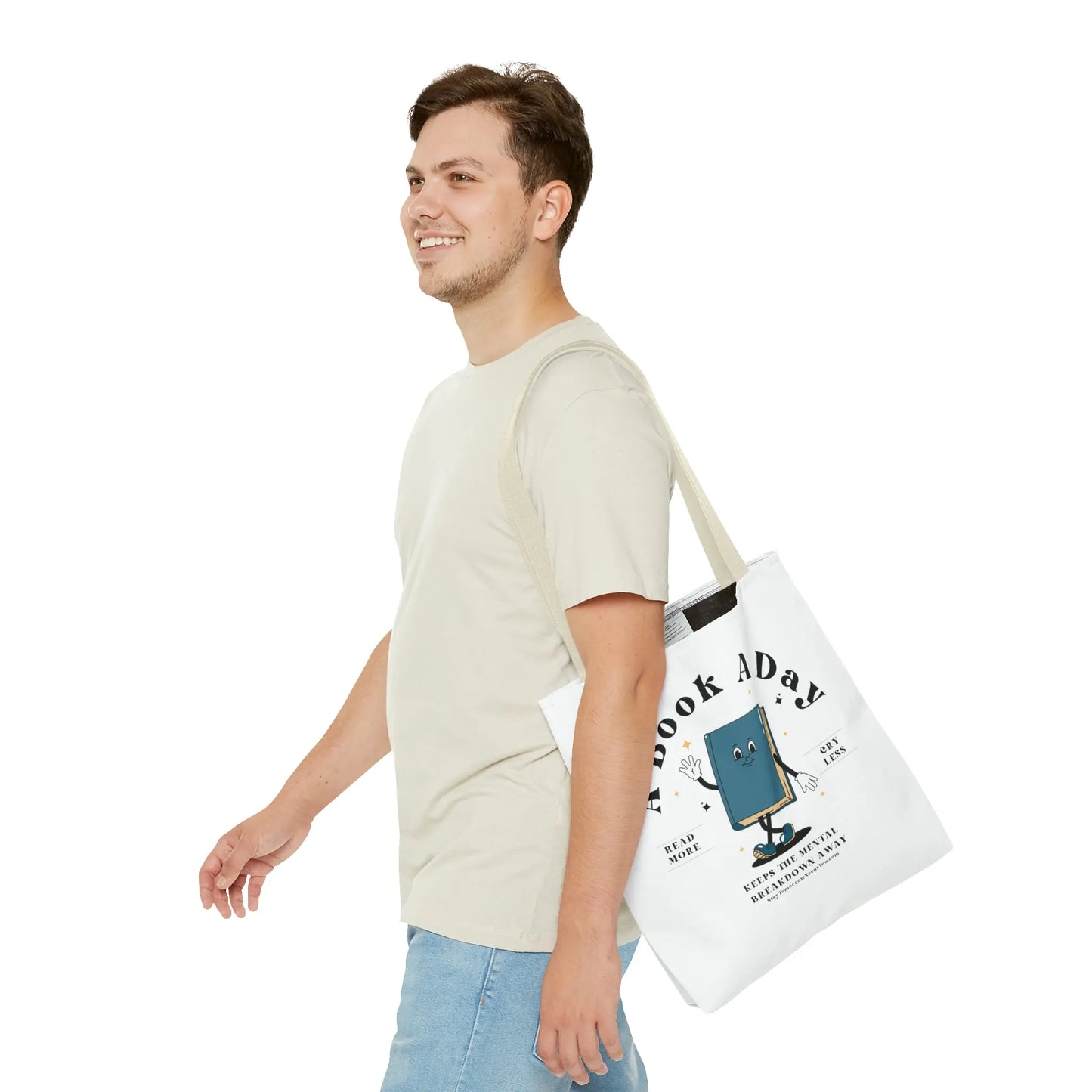 Bookish Mental Health Tote | Book A Day Retro Tote Read More Book Lover Bookworm BookTok Romance Reader Book Addict Romantasy Bibliophile