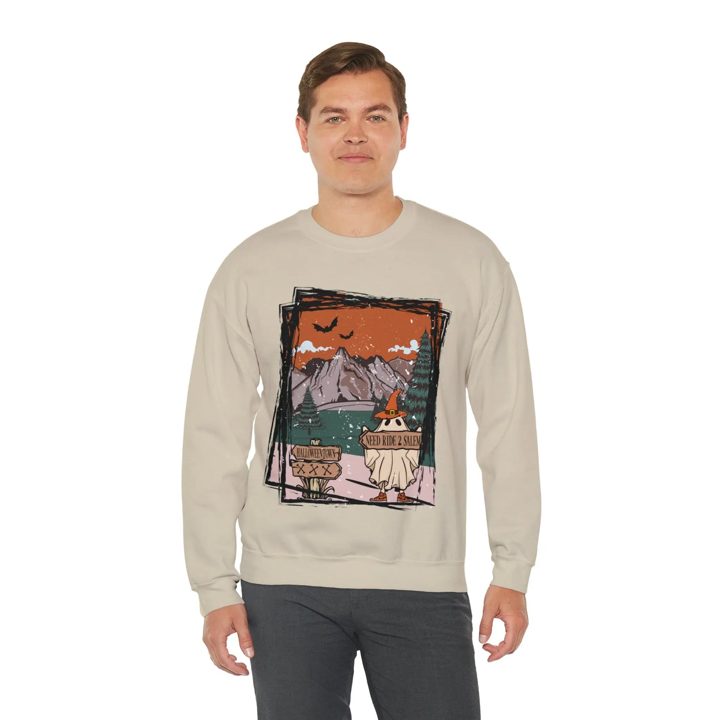 Halloween Hitchhiking Ghost Boho Distressed Printify