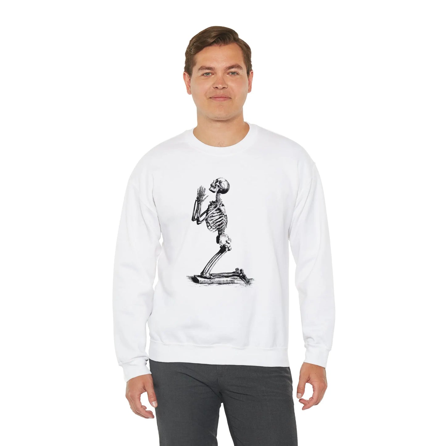 Praying Skeleton Sweatshirt Printify