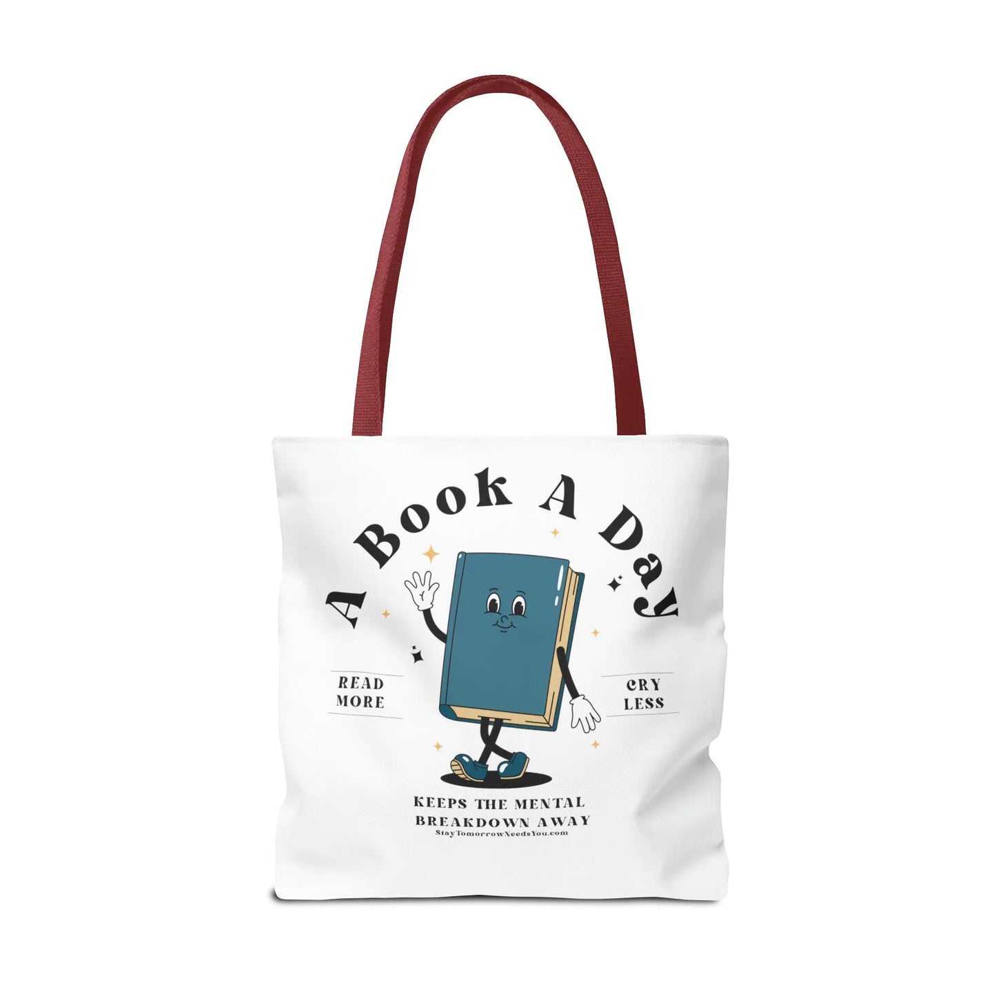 Bookish Mental Health Tote | Book A Day Retro Tote Read More Book Lover Bookworm BookTok Romance Reader Book Addict Romantasy Bibliophile