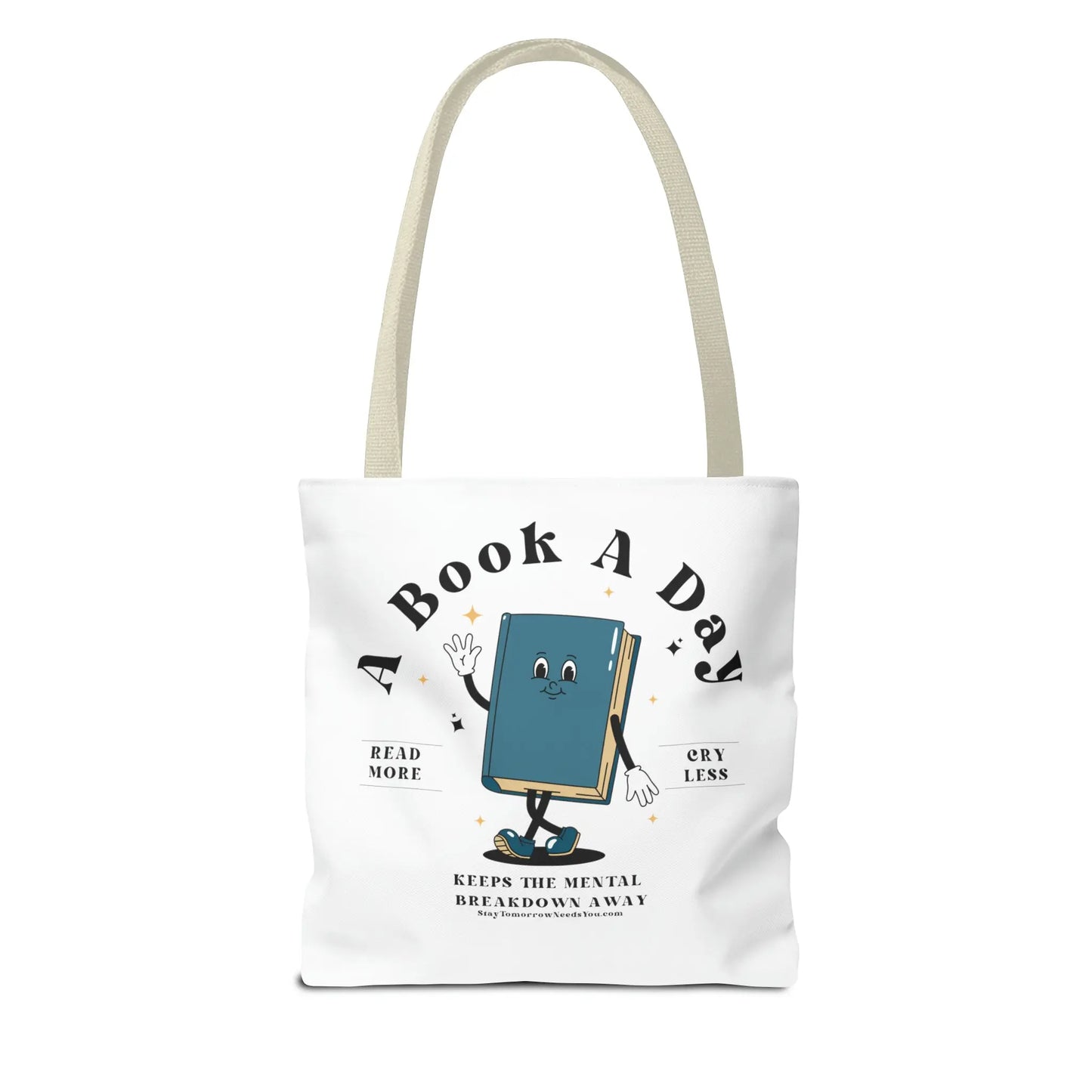 Bookish Mental Health Tote | Book A Day Retro Tote Read More Book Lover Bookworm BookTok Romance Reader Book Addict Romantasy Bibliophile