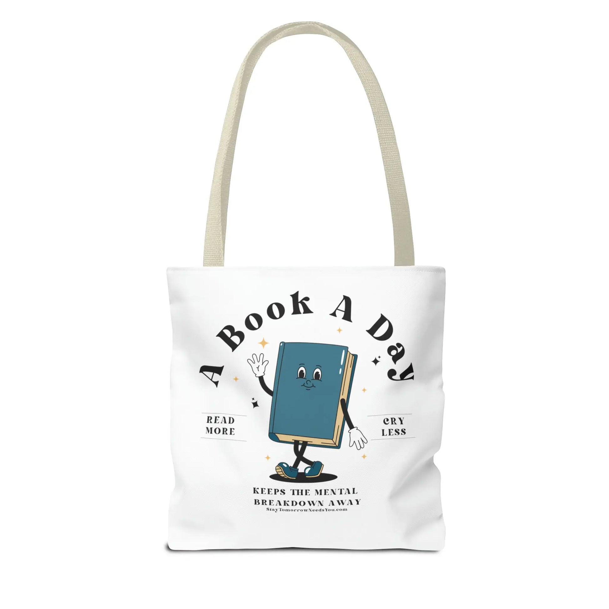 Bookish Mental Health Tote | Book A Day Retro Tote Read More Book Lover Bookworm BookTok Romance Reader Book Addict Romantasy Bibliophile