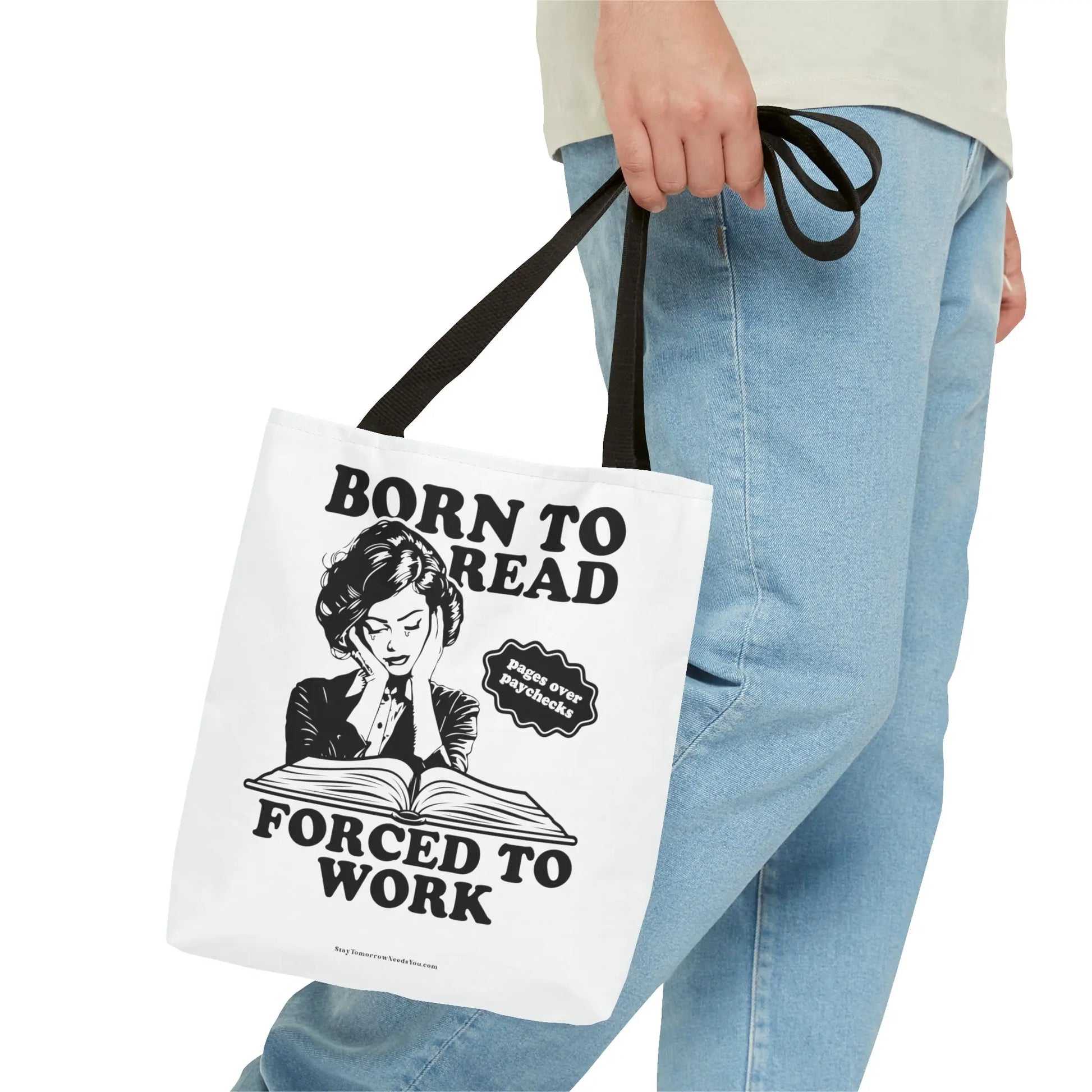 Born To Read Forced to Work Retro Tote Spicy Smut Tote Bookish Gift Dark Romantasy Reader Morally Grey Club Fiction Character Book Lover Mothers Day Gift Book Club Book Worm