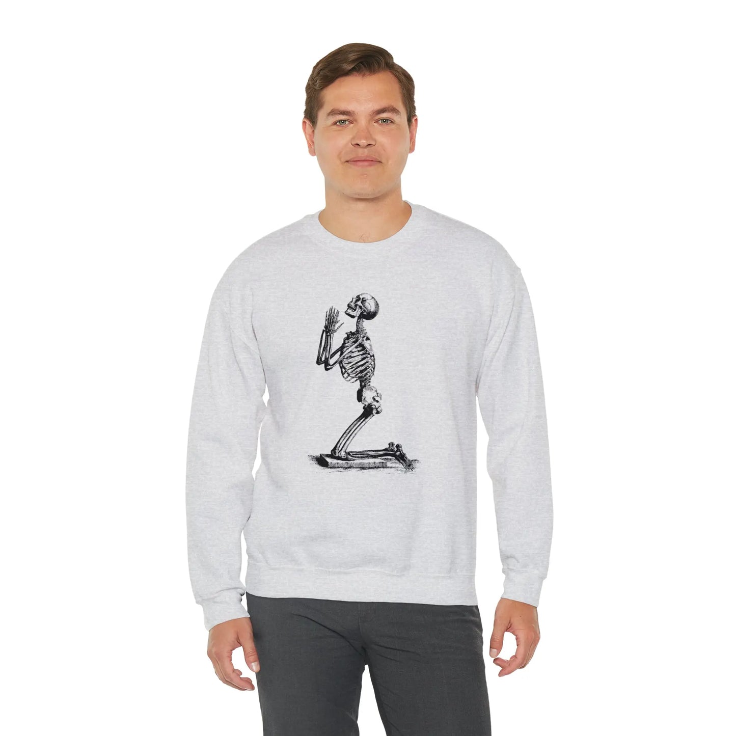 Praying Skeleton Sweatshirt Printify