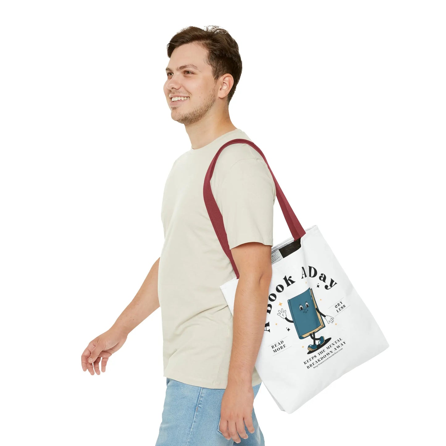 Bookish Mental Health Tote | Book A Day Retro Tote Read More Book Lover Bookworm BookTok Romance Reader Book Addict Romantasy Bibliophile