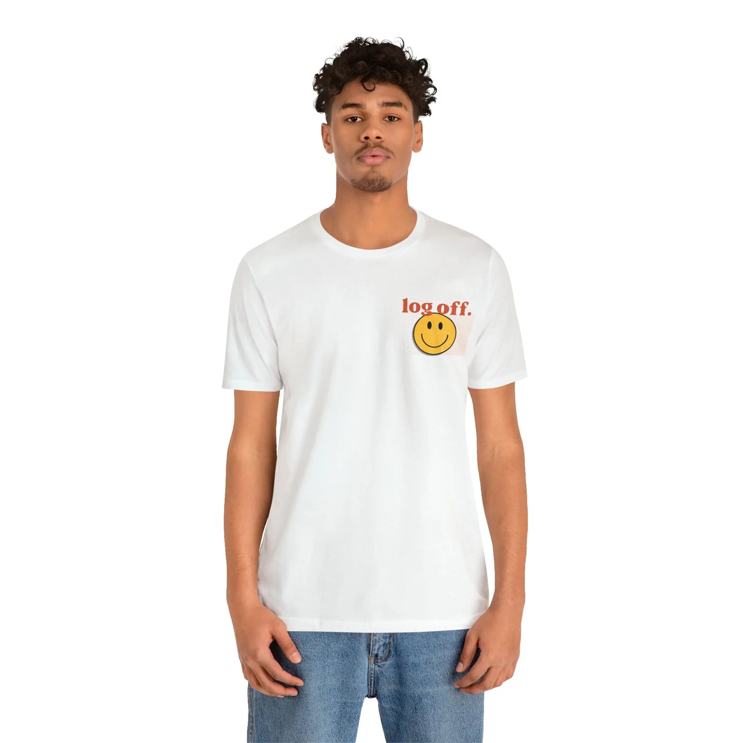 Stay Present with Retro 'Log Off' Smiley Face T-Shirt - papercraneco