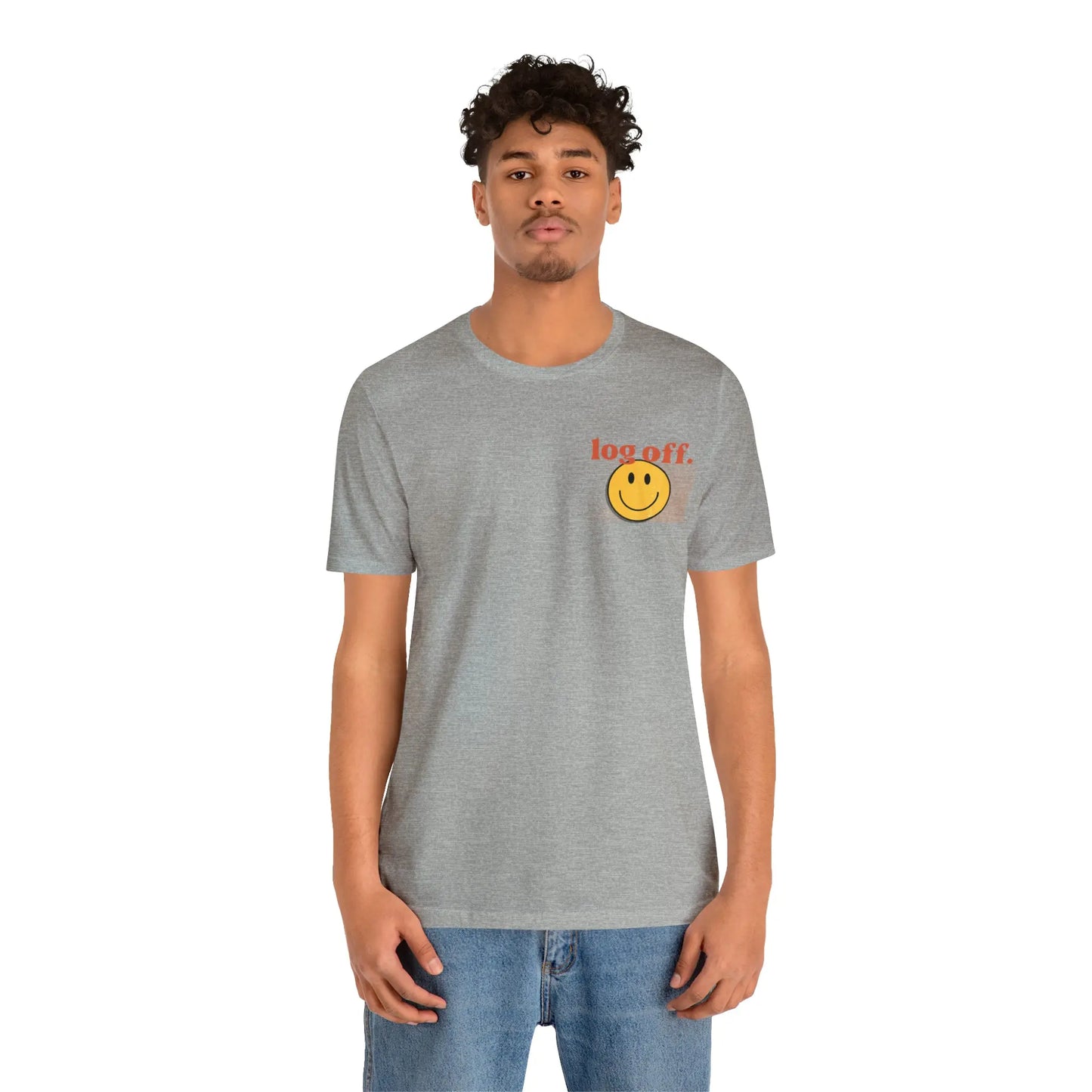 Stay Present with Retro 'Log Off' Smiley Face T-Shirt - papercraneco