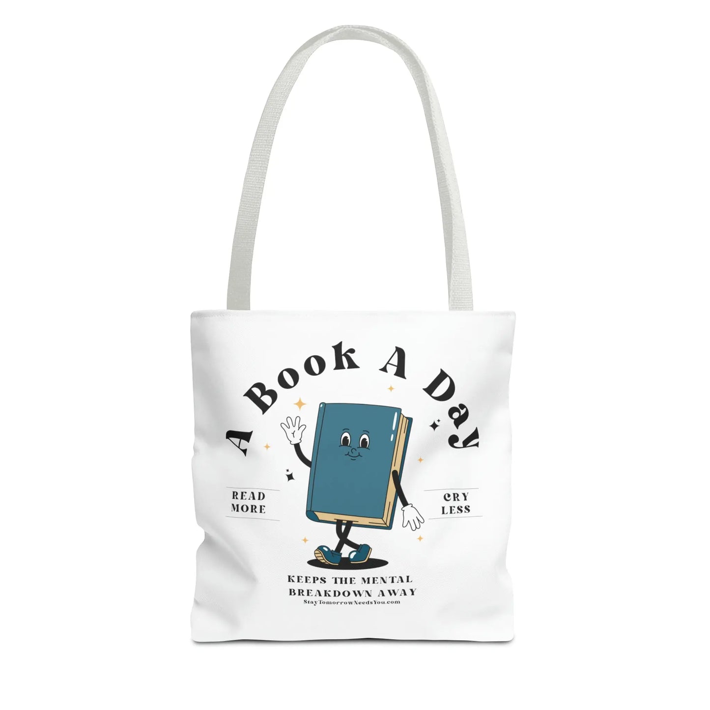 Bookish Mental Health Tote | Book A Day Retro Tote Read More Book Lover Bookworm BookTok Romance Reader Book Addict Romantasy Bibliophile