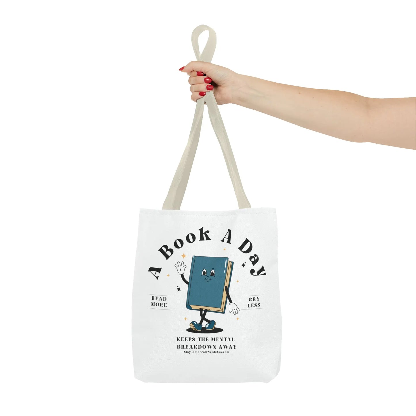 Bookish Mental Health Tote | Book A Day Retro Tote Read More Book Lover Bookworm BookTok Romance Reader Book Addict Romantasy Bibliophile