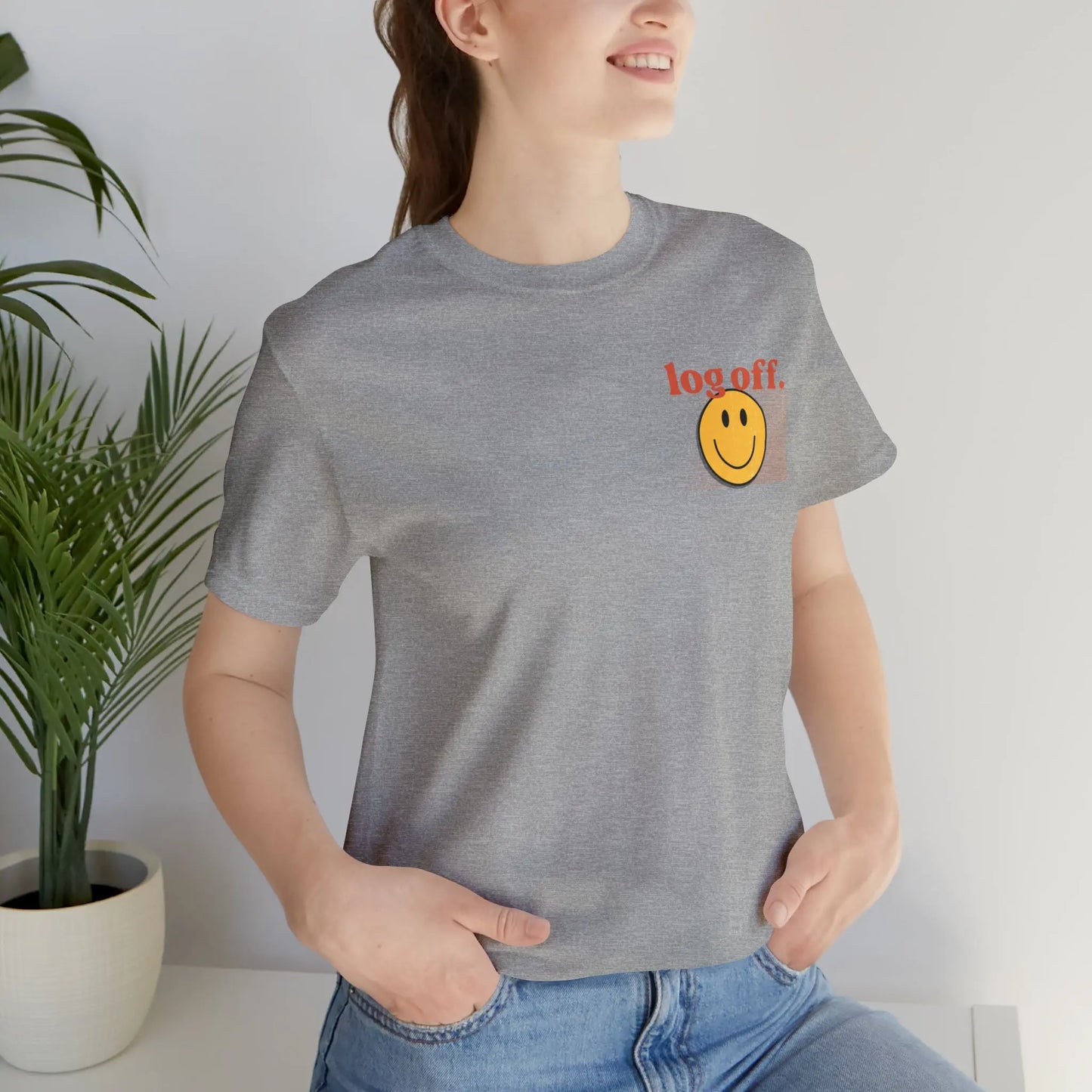 Stay Present with Retro 'Log Off' Smiley Face T-Shirt - papercraneco