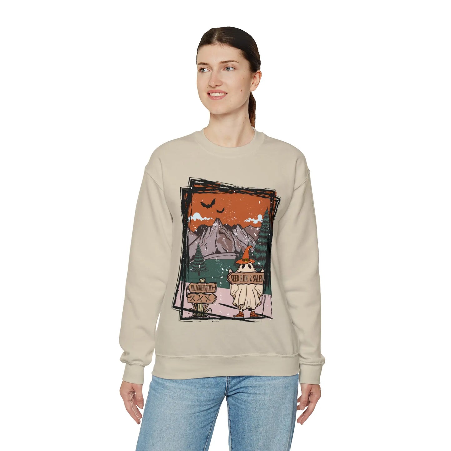 Halloween Hitchhiking Ghost Boho Distressed Printify