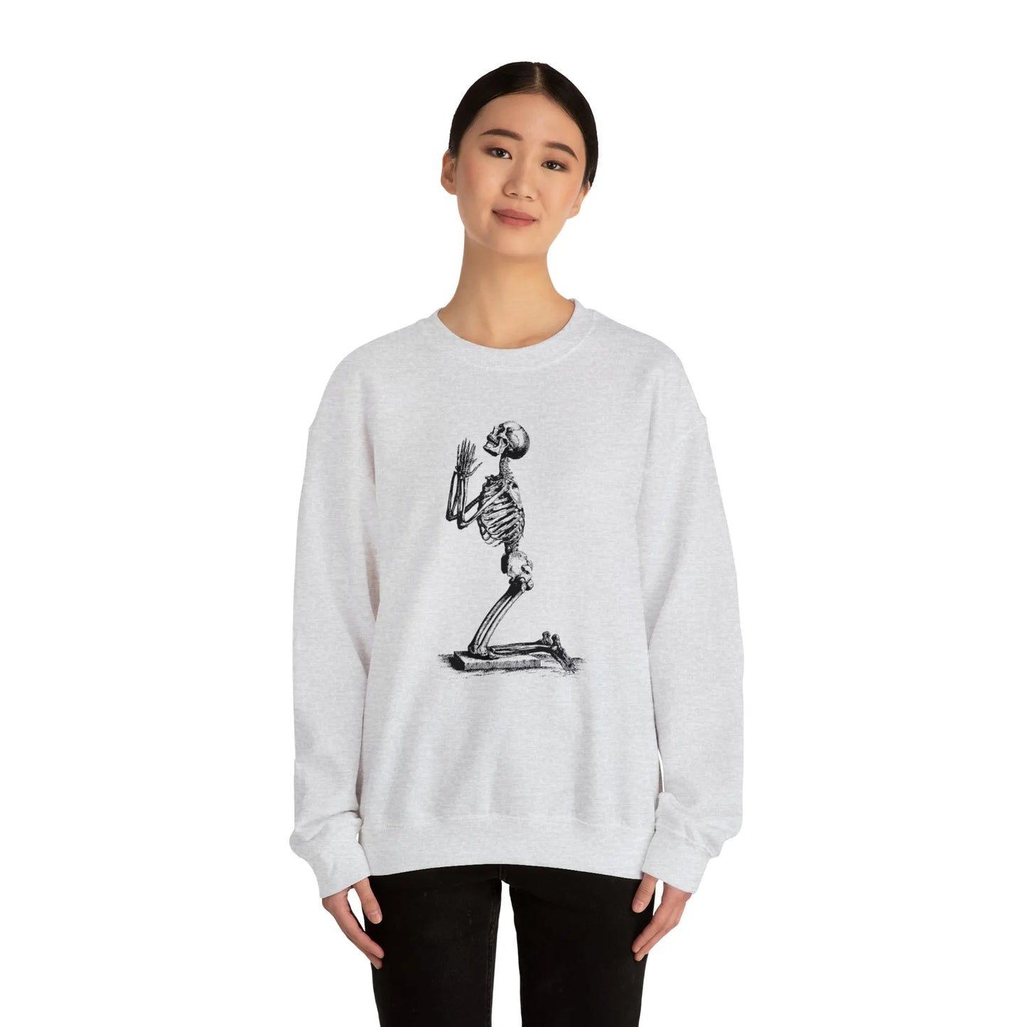 Praying Skeleton Sweatshirt Printify