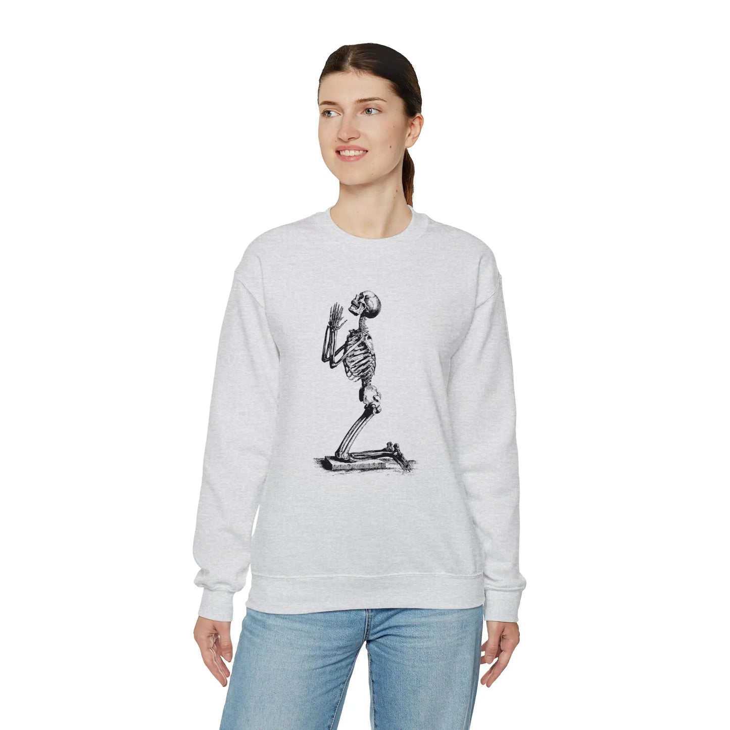 Praying Skeleton Sweatshirt Printify
